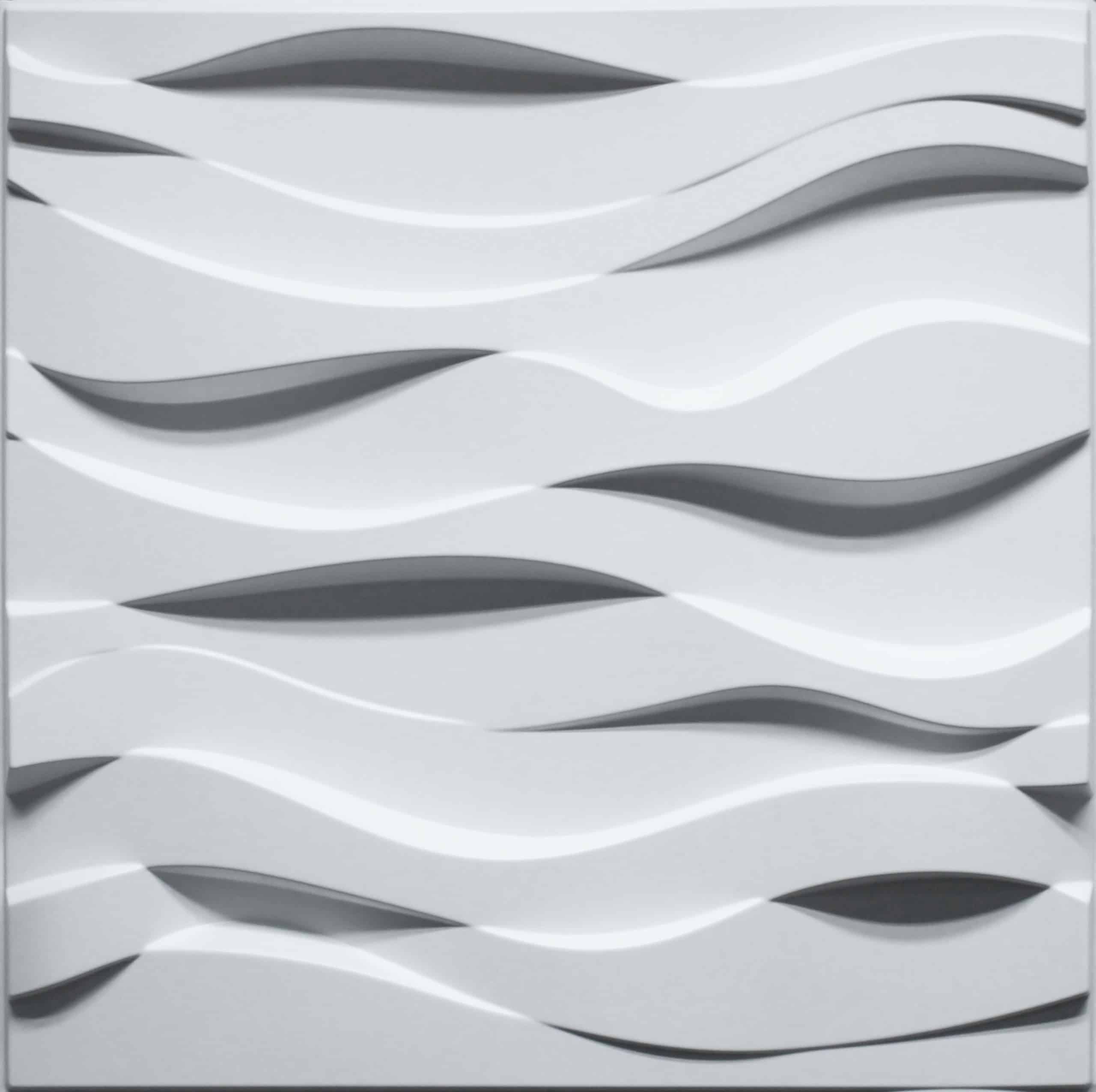 3D Wall Panels - Industrial Wavey Paintable White PVC Wall Paneling fo