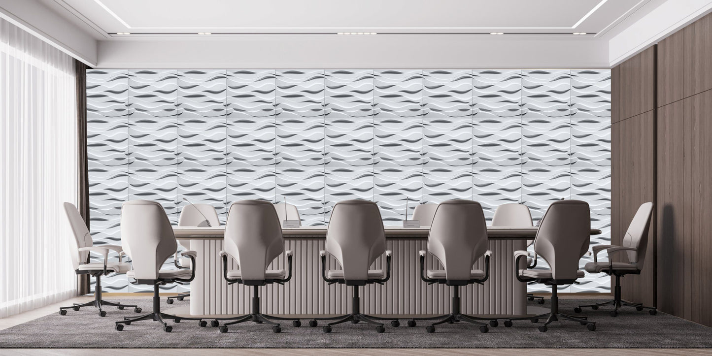 3D Wall Panels - Industrial Wavey Paintable White PVC Wall Paneling for Interior Wall Decor, 19.7 in x 19.7 in, Covers 2.7 sq. ft. - Single