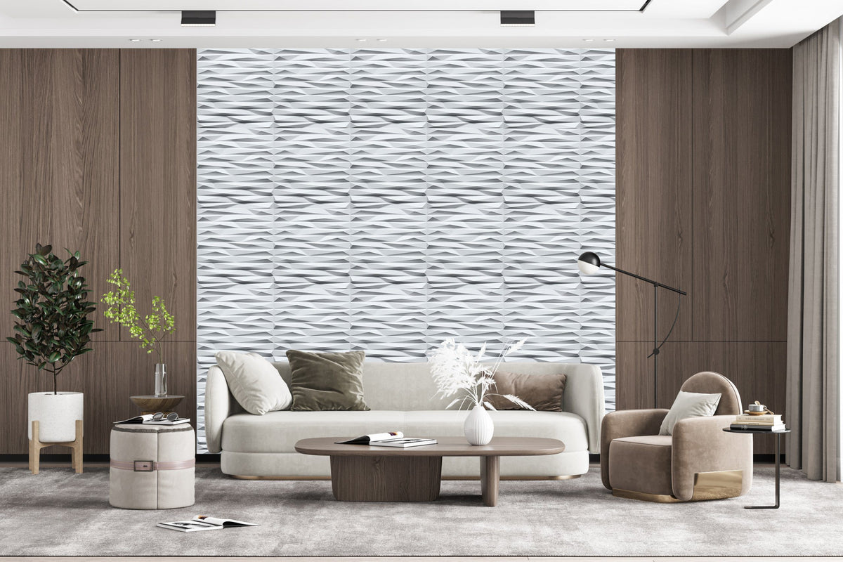 3D Wall Panels - Modern Wave Board Paintable White PVC Wall Paneling f