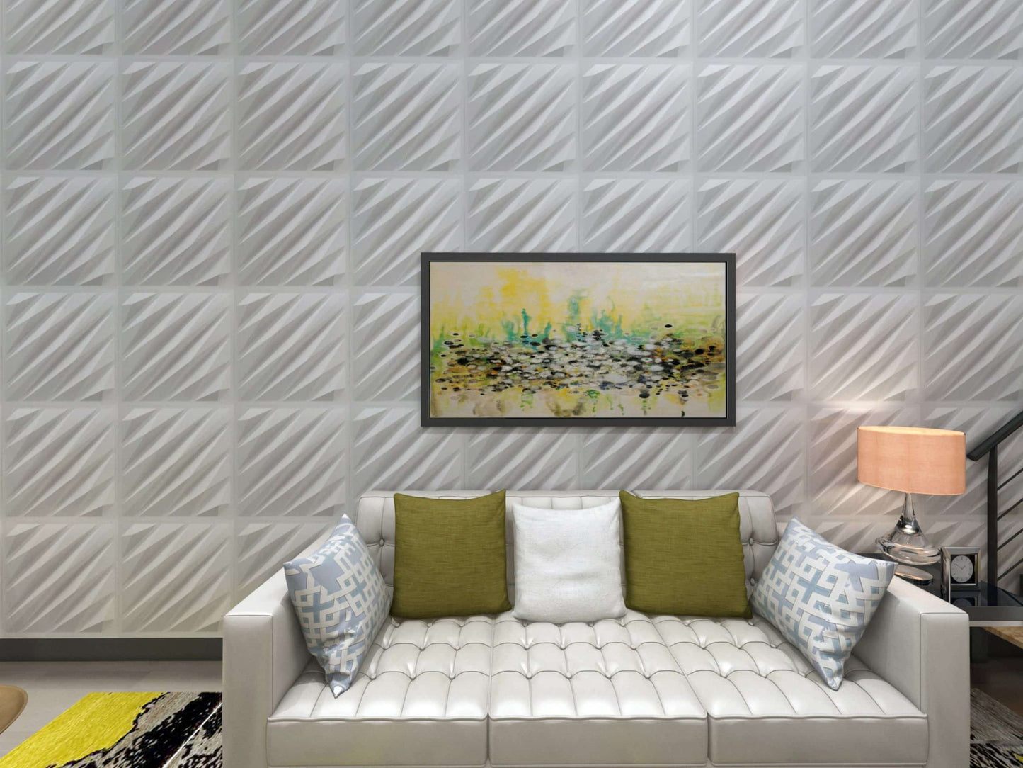 3D Wall Panels - Modern Abstract Paintable White PVC Wall Paneling for Interior Wall Decor, 19.7 in x 19.7 in, Covers 2.7 sq. ft. - Single