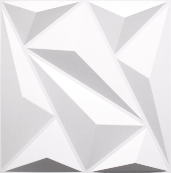 3D Wall Panels - Modern Diamond Paintable White PVC Wall Paneling for Interior Wall Decor, 19.7 in x 19.7 in, Covers 2.7 sq. ft. - Single