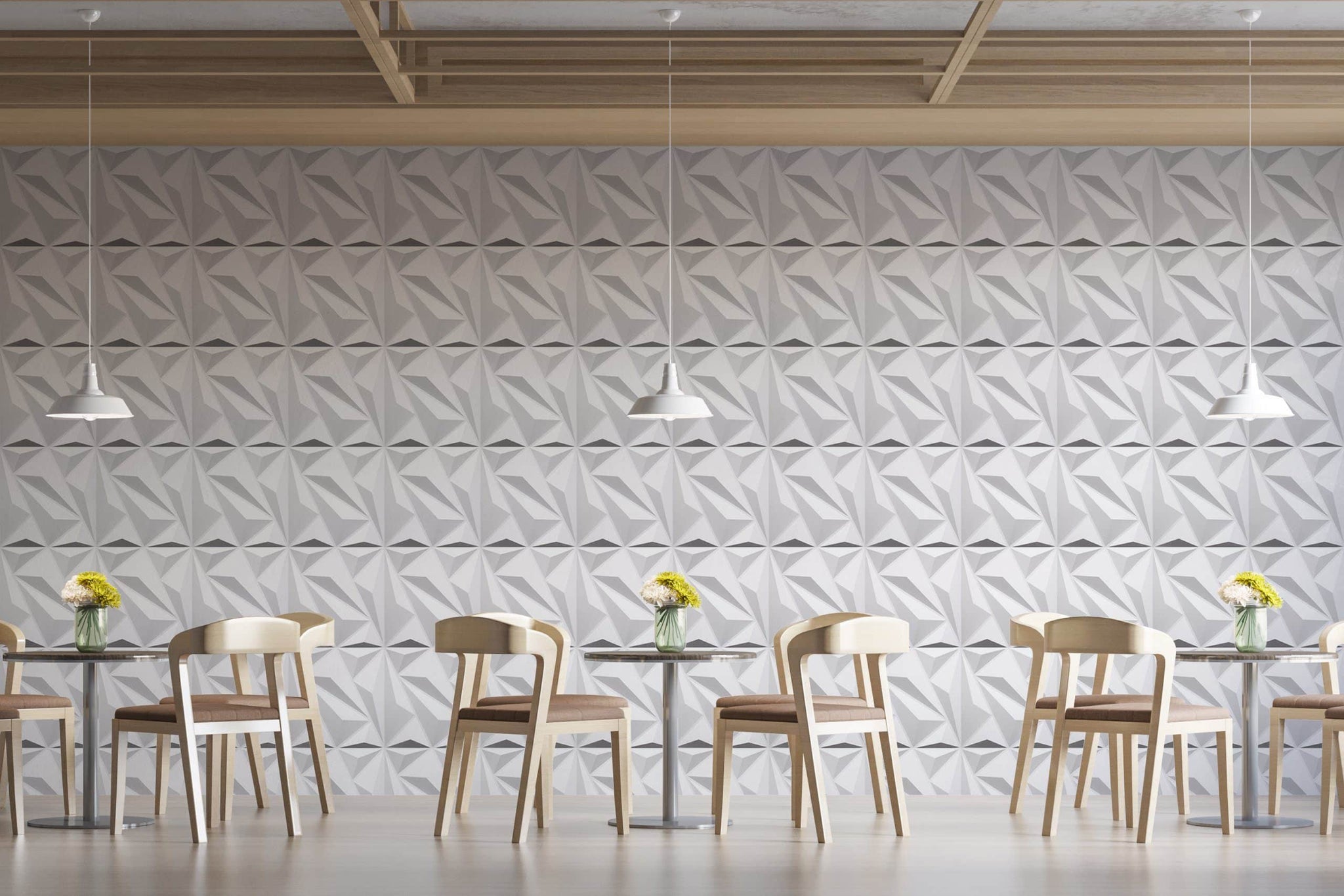 3D Wall Panels - Modern Diamond Paintable White PVC Wall Paneling for Interior Wall Decor, 19.7 in x 19.7 in, Covers 2.7 sq. ft. - Single