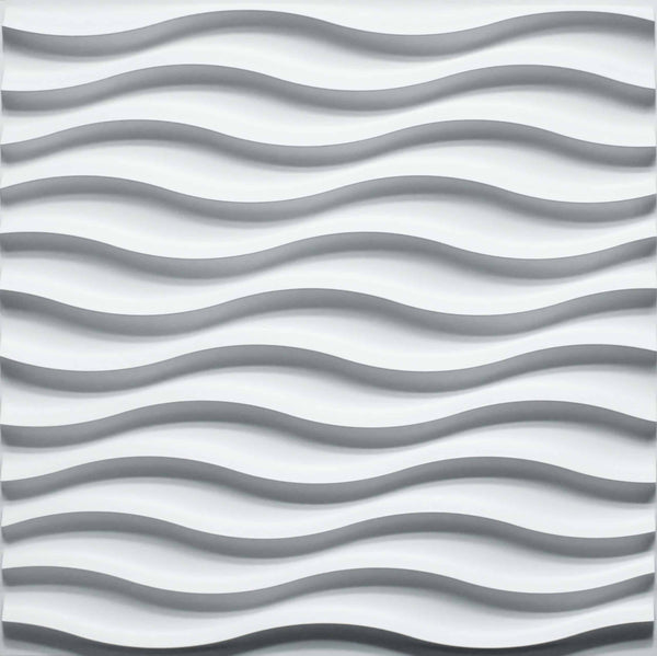 3D Wall Panels - Modern Wave Paintable White PVC Wall Paneling for Interior Wall Decor, 19.7 in x 19.7 in, Covers 2.7 sq. ft. - Single