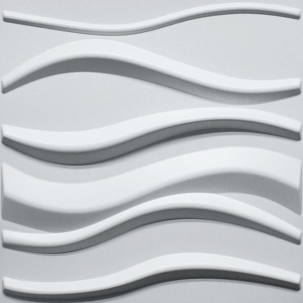 3D Wall Panels - Contemporary Waves Paintable White PVC Wall Paneling for Interior Wall Decor, 19.7 in x 19.7 in, Covers 2.7 sq. ft. - Single