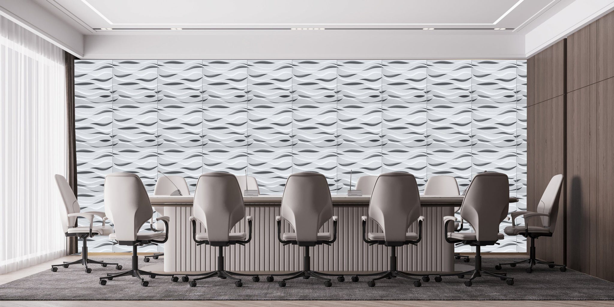 3D Wall Panels - Contemporary Waves Paintable White PVC Wall Paneling for Interior Wall Decor, 19.7 in x 19.7 in, Covers 2.7 sq. ft. - Single