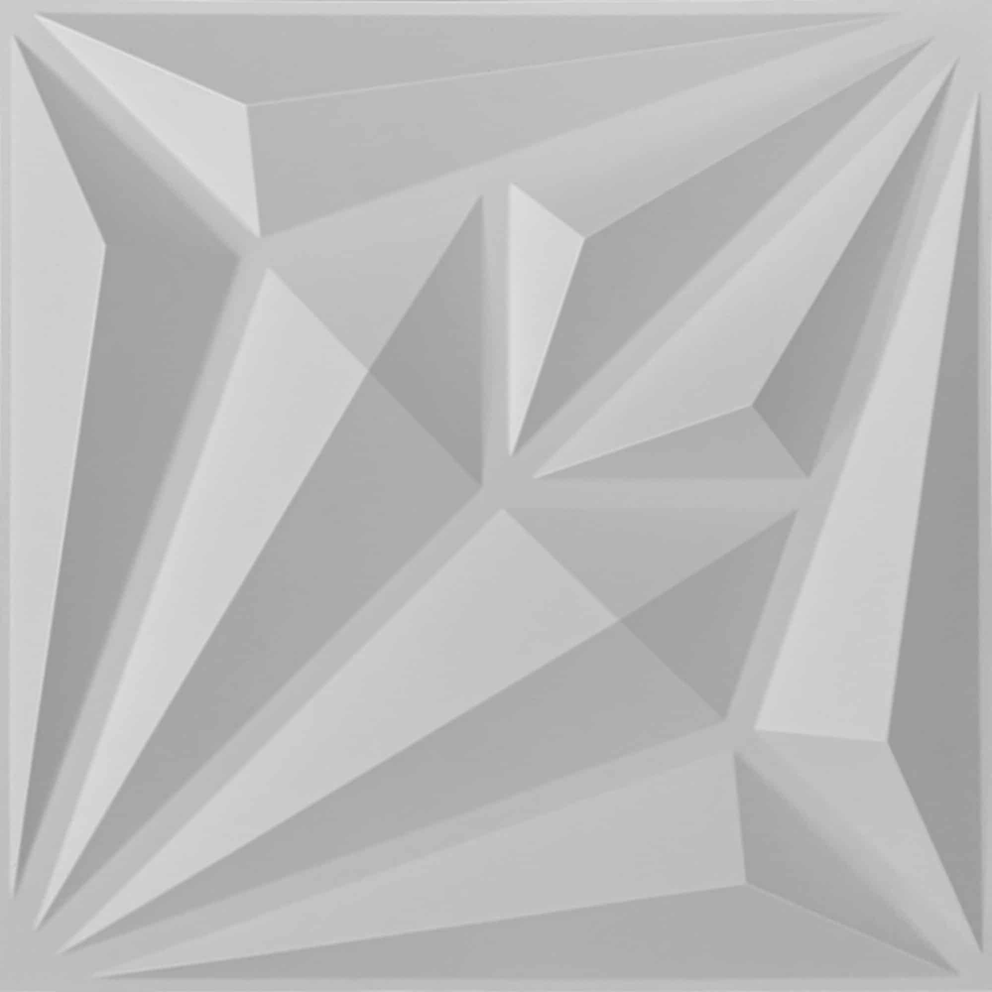 3D Wall Panels - Abstract Diamond Paintable White PVC Wall Paneling for Interior Wall Decor, 19.7 in x 19.7 in, Covers 2.7 sq. ft. - Single