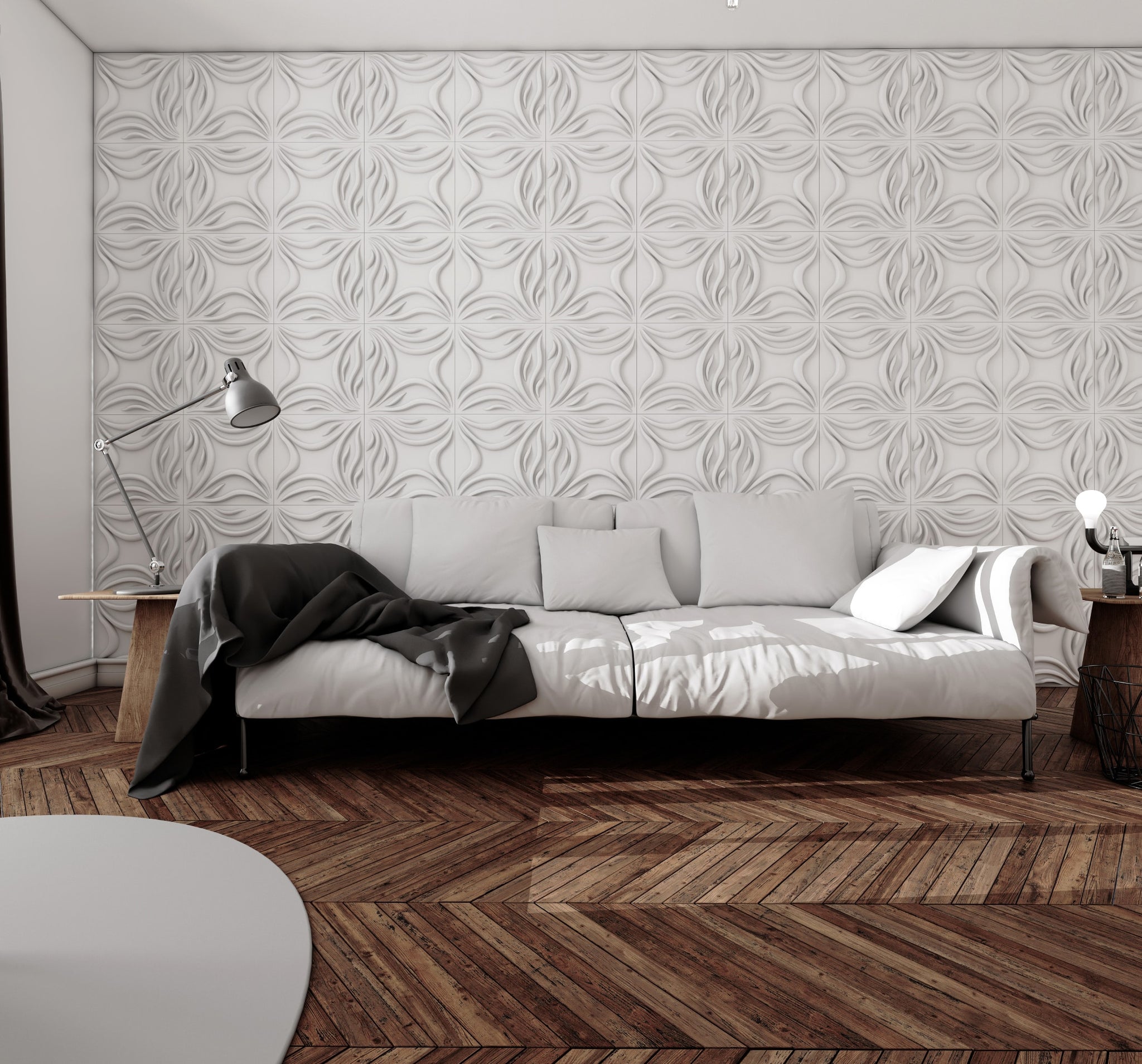 3D Wall Panels - Transitional Abstract Paintable White PVC Wall Paneling for Interior Wall Decor, 19.7 in x 19.7 in, Covers 2.7 sq. ft. - Single