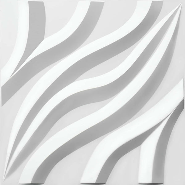 3D Wall Panels - Modern Waves Paintable White PVC Wall Paneling for Interior Wall Decor, 19.7 in x 19.7 in, Covers 2.7 sq. ft. - Single