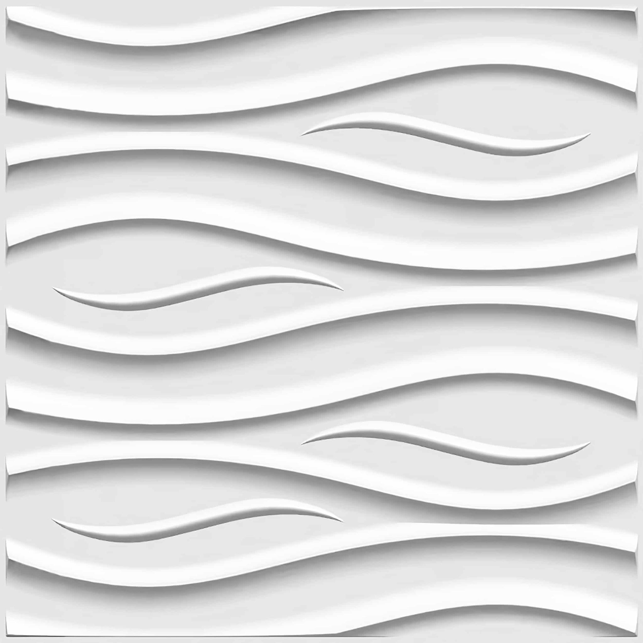 3D Wall Panels - Modern Wave Paintable White PVC Wall Paneling for Interior Wall Decor, 19.7 in x 19.7 in, Covers 2.7 sq. ft. - Single