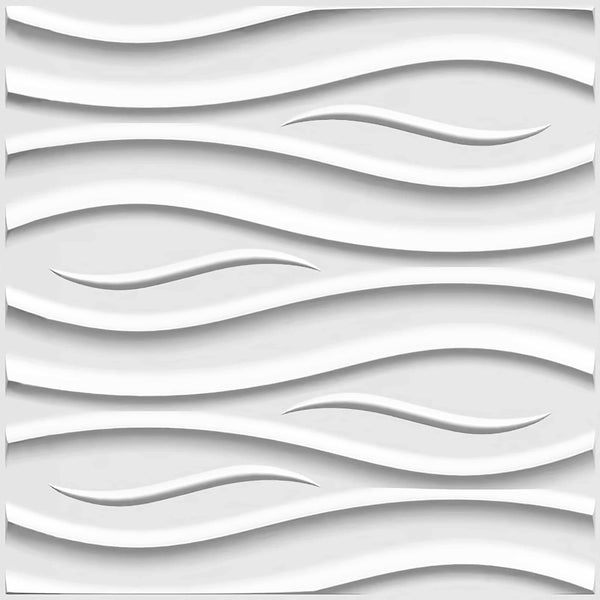 3D Wall Panels - Modern Wave Paintable White PVC Wall Paneling for Interior Wall Decor, 19.7 in x 19.7 in, Covers 2.7 sq. ft. - Single