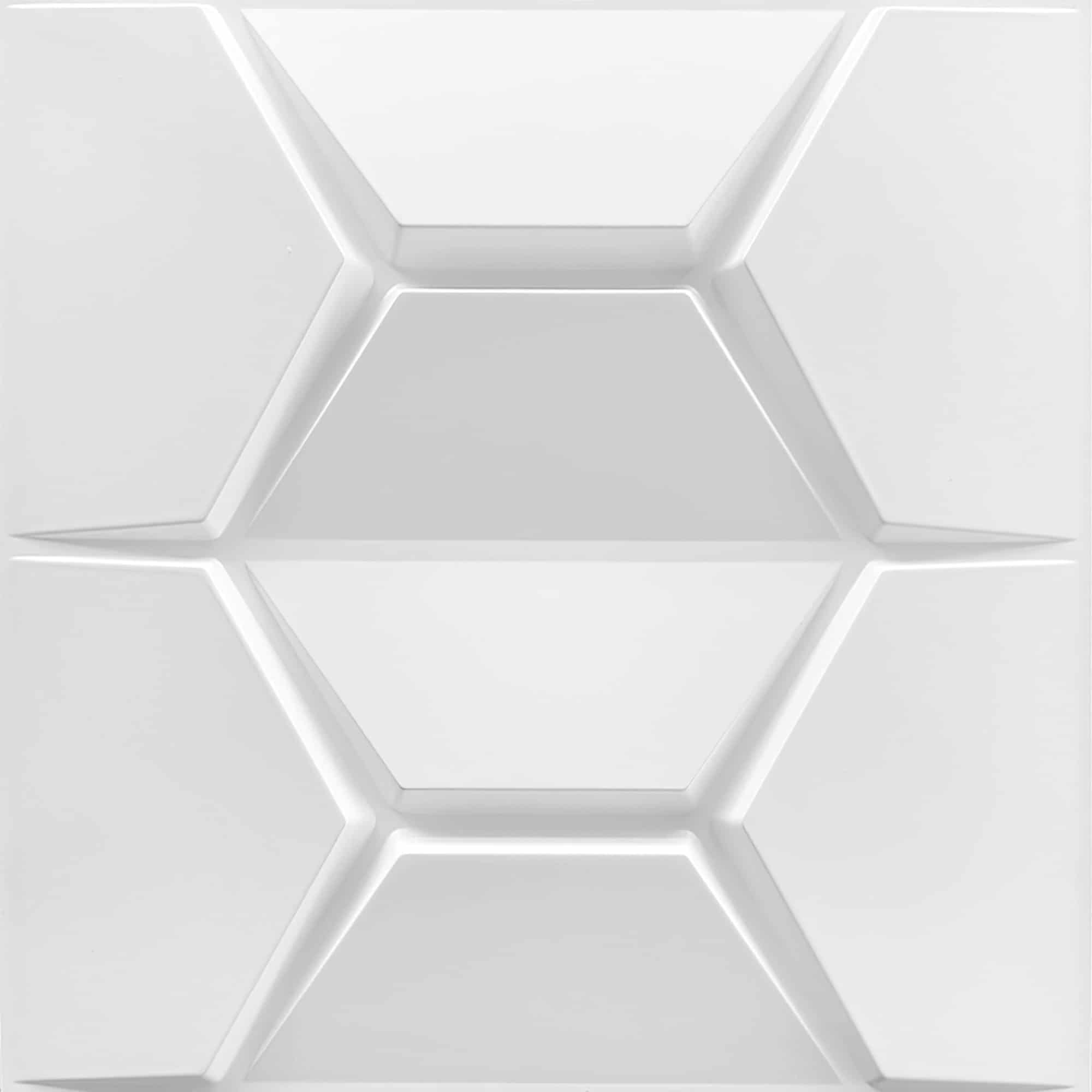 3D Wall Panels - Modern Trapezium Paintable White PVC Wall Paneling for Interior Wall Decor, 19.7 in x 19.7 in, Covers 2.7 sq. ft. - Single