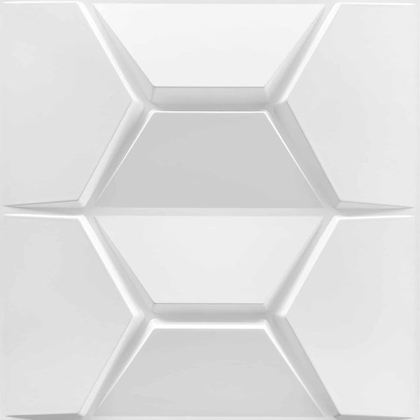 3D Wall Panels - Modern Trapezium Paintable White PVC Wall Paneling for Interior Wall Decor, 19.7 in x 19.7 in, Covers 2.7 sq. ft. - Single