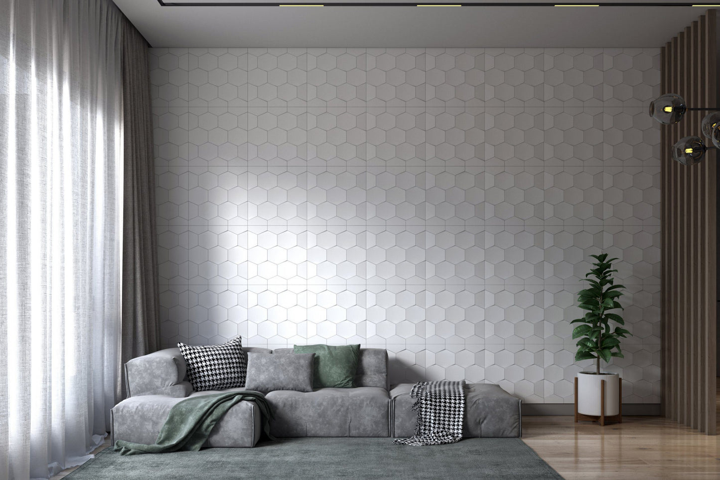 3D Wall Panels - Modern Honeycomb Paintable White PVC Wall Paneling for Interior Wall Decor, 19.7 in x 19.7 in, Covers 2.7 sq. ft. - Single