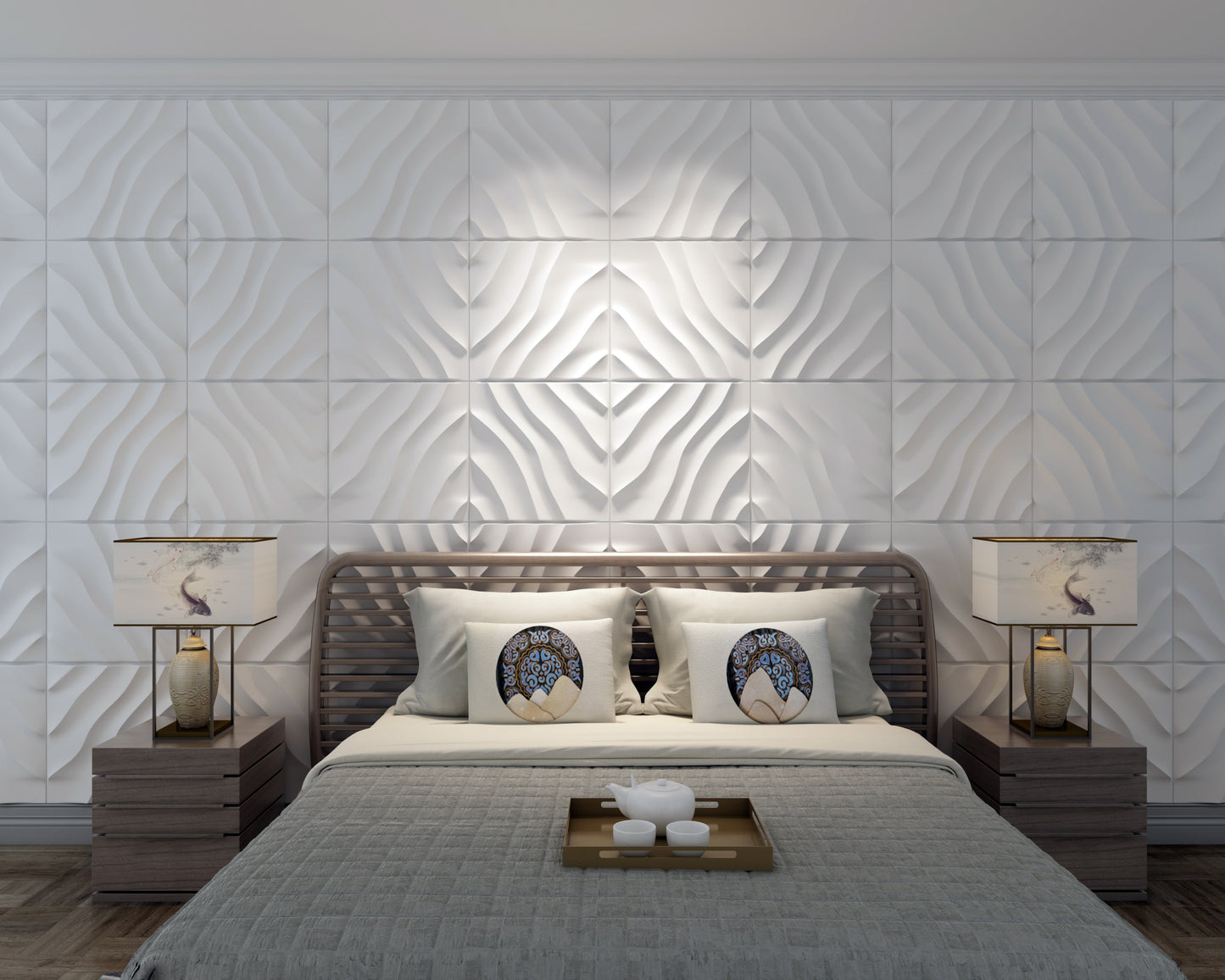 3D Wall Panels - Contemporary Stripes Paintable White PVC Wall Paneling for Interior Wall Decor, 19.7 in x 19.7 in, Covers 2.7 sq. ft. - Single