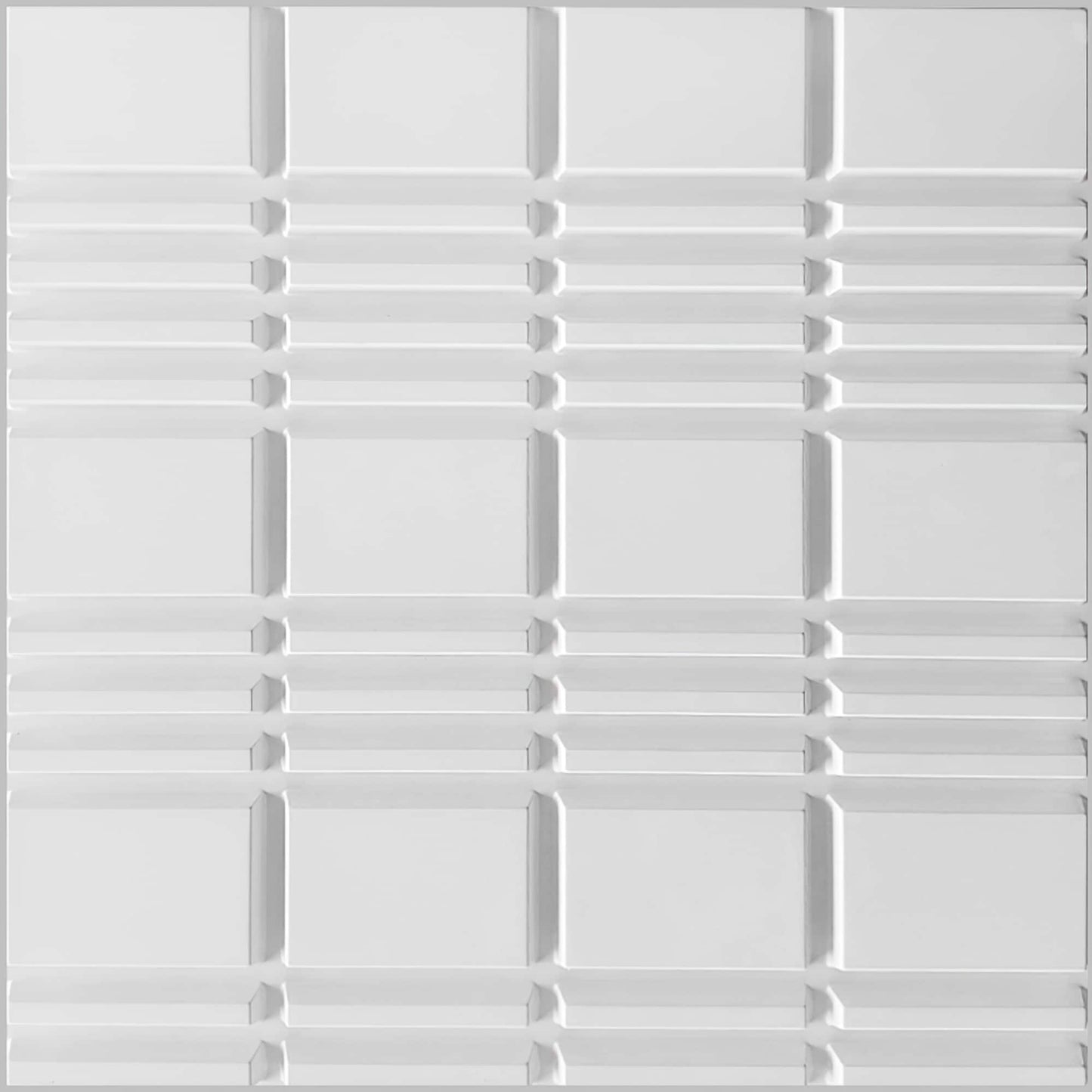 3D Wall Panels - Modern Plaid Paintable White PVC Wall Paneling for Interior Wall Decor, 19.7 in x 19.7 in, Covers 2.7 sq. ft. - Single
