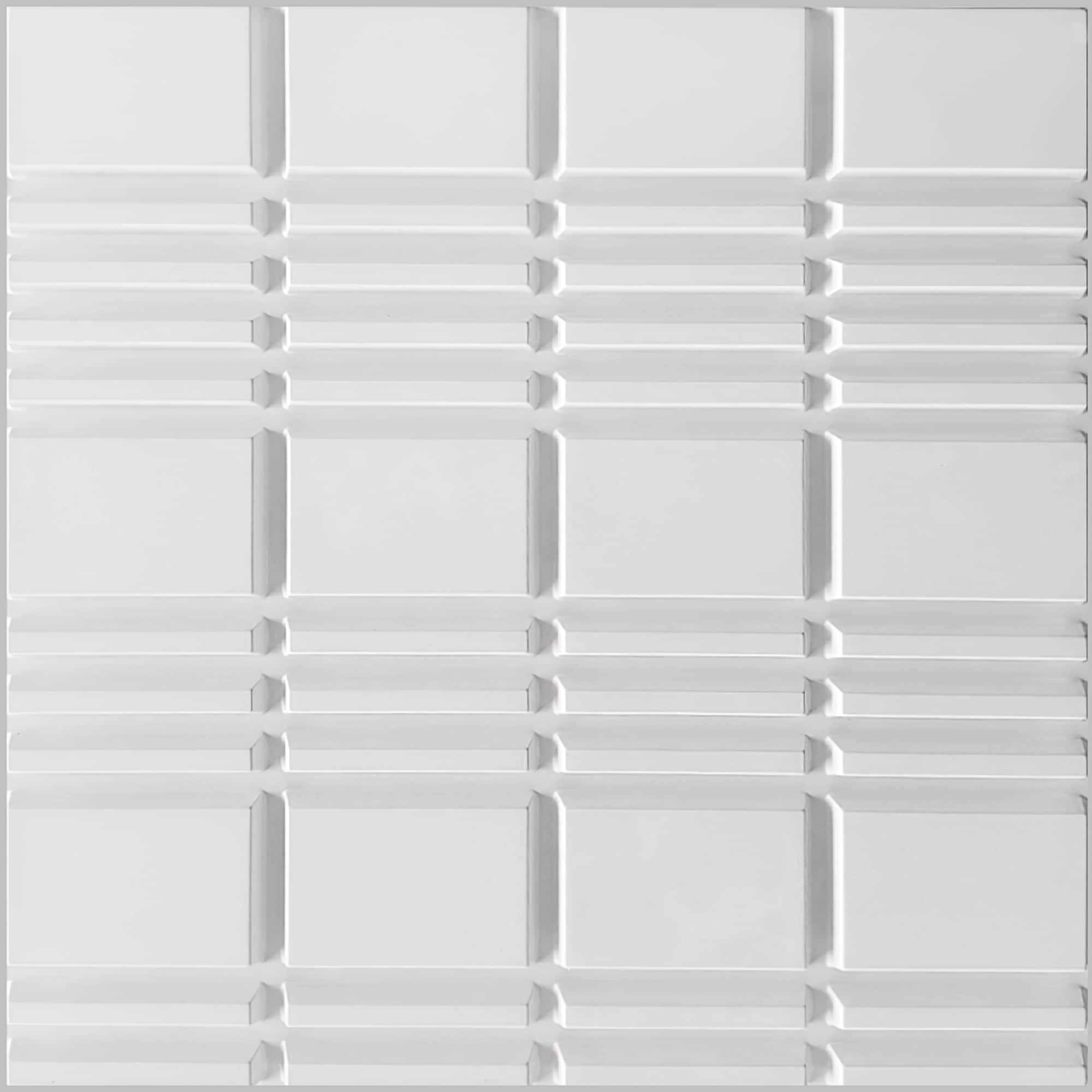 3D Wall Panels - Modern Plaid Paintable White PVC Wall Paneling for Interior Wall Decor, 19.7 in x 19.7 in, Covers 2.7 sq. ft. - Single