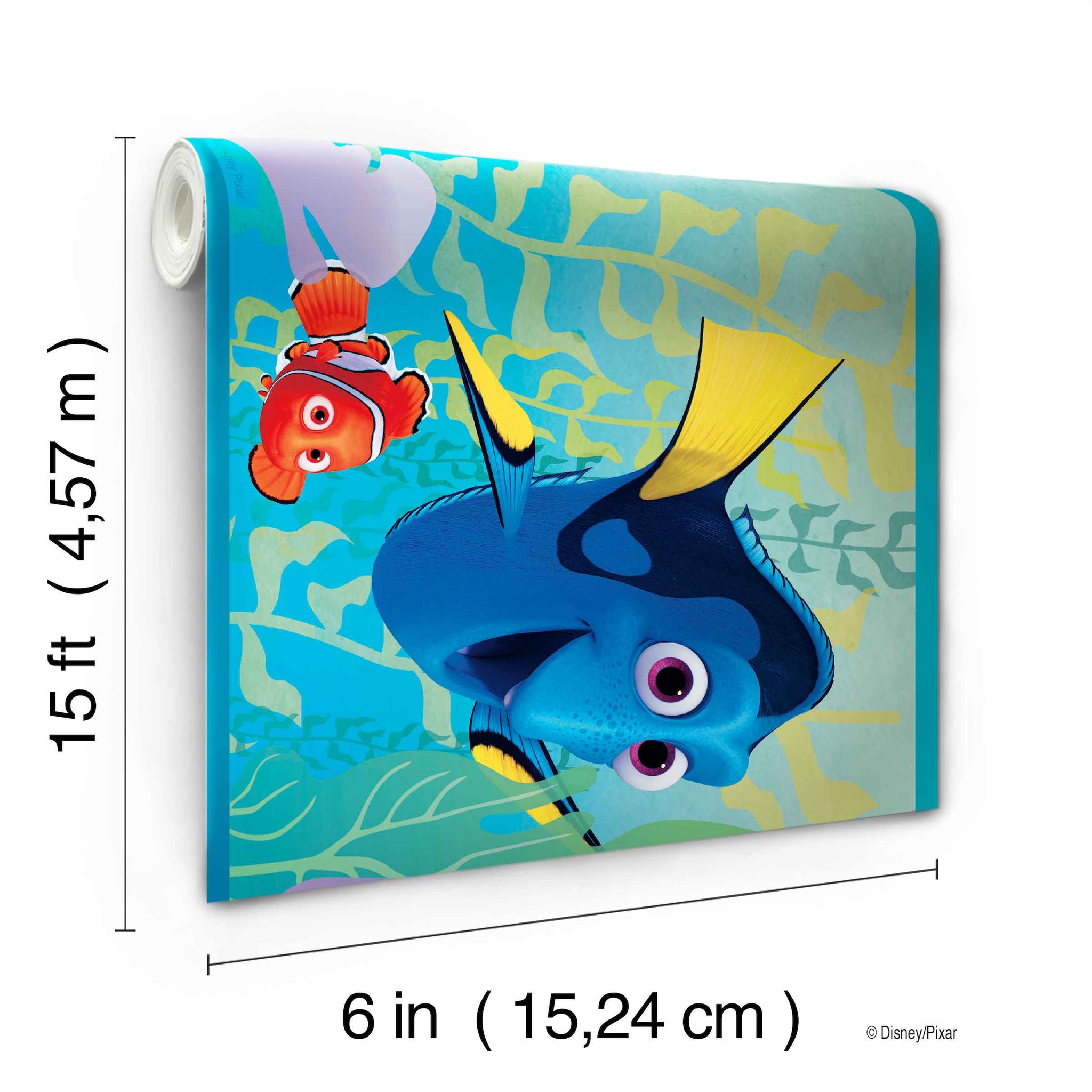 Prepasted Wallpaper Border - Kids Sea World Blue, Green, Yellow, Purple Wall Border Retro Design, Roll 15 ft X 6 in (4.57m X 15.24cm)