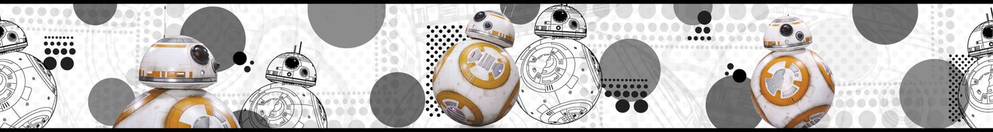 Prepasted Wallpaper Border - Kids Star Wars Beige, Black, Grey, Brown Wall Border Retro Design, Roll 15 ft X 6 in (4.57m X 15.24cm)