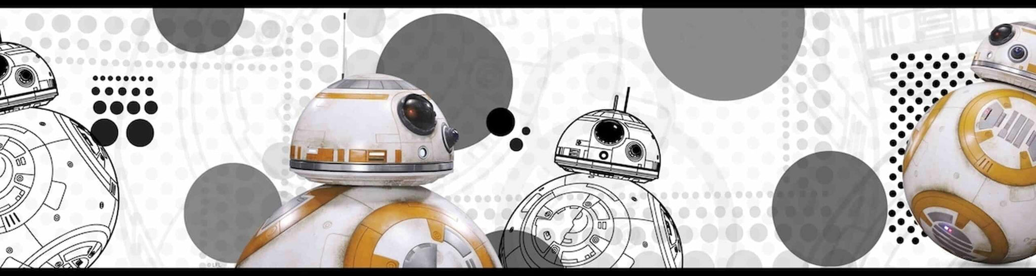 Prepasted Wallpaper Border - Kids Star Wars Beige, Black, Grey, Brown Wall Border Retro Design, Roll 15 ft X 6 in (4.57m X 15.24cm)