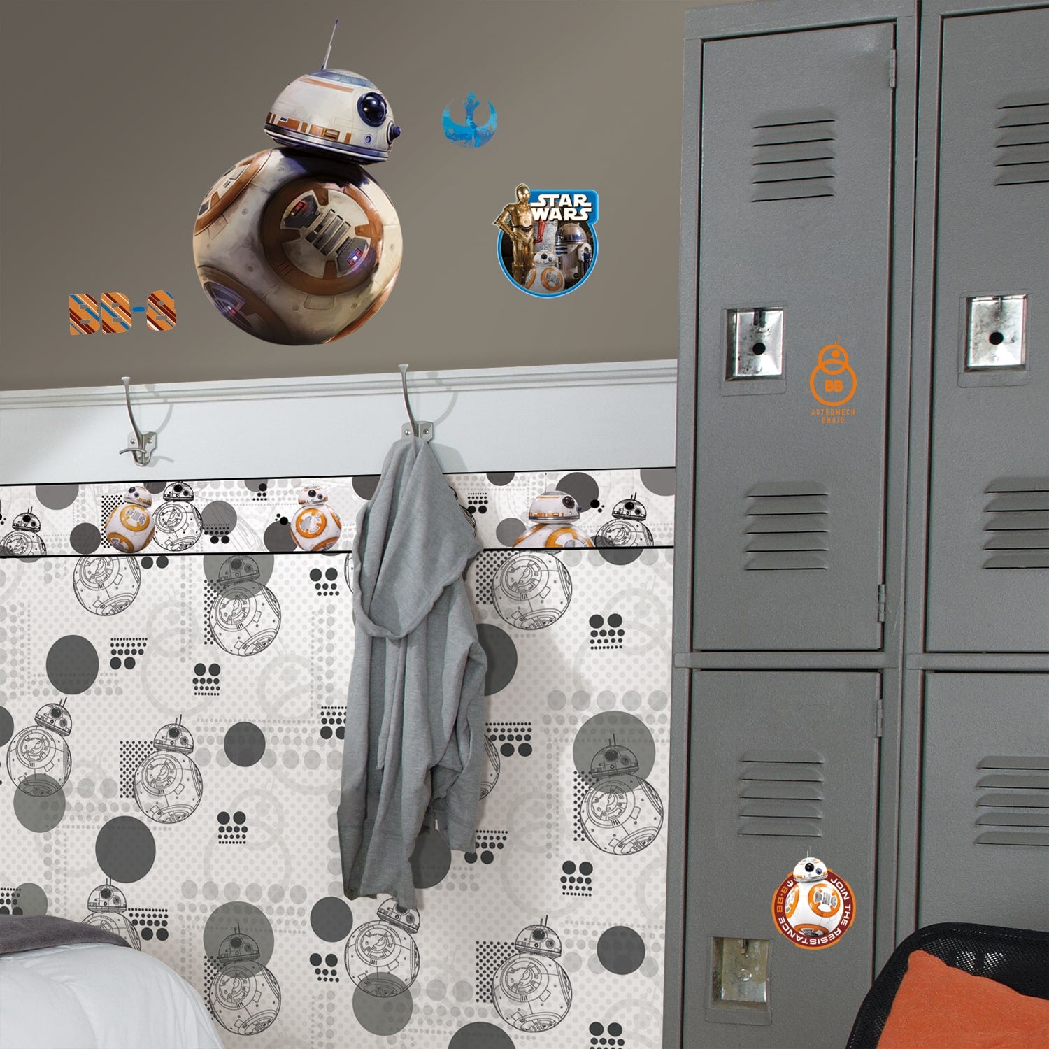 Prepasted Wallpaper Border - Kids Star Wars Beige, Black, Grey, Brown Wall Border Retro Design, Roll 15 ft X 6 in (4.57m X 15.24cm)