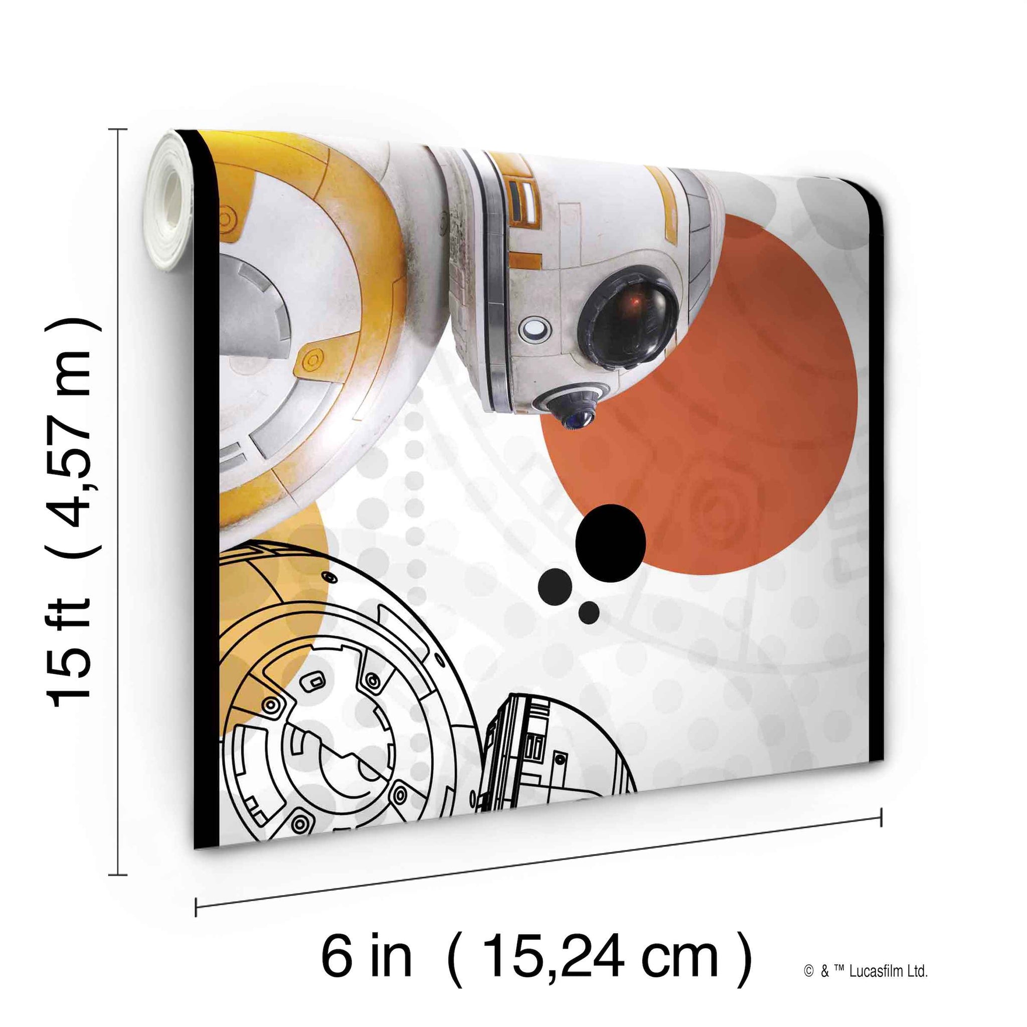 Prepasted Wallpaper Border - Kids Star Wars Beige, Black, Grey, Brown Wall Border Retro Design, Roll 15 ft X 6 in (4.57m X 15.24cm)