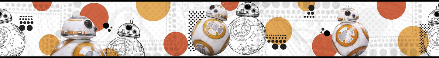 Prepasted Wallpaper Border - Kids Star Wars Beige, Black, Grey, Brown Wall Border Retro Design, Roll 15 ft X 6 in (4.57m X 15.24cm)