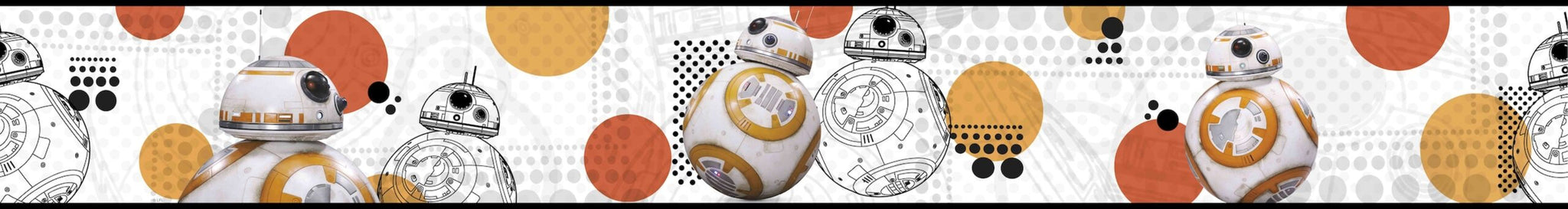 Prepasted Wallpaper Border - Kids Star Wars Beige, Black, Grey, Brown Wall Border Retro Design, Roll 15 ft X 6 in (4.57m X 15.24cm)