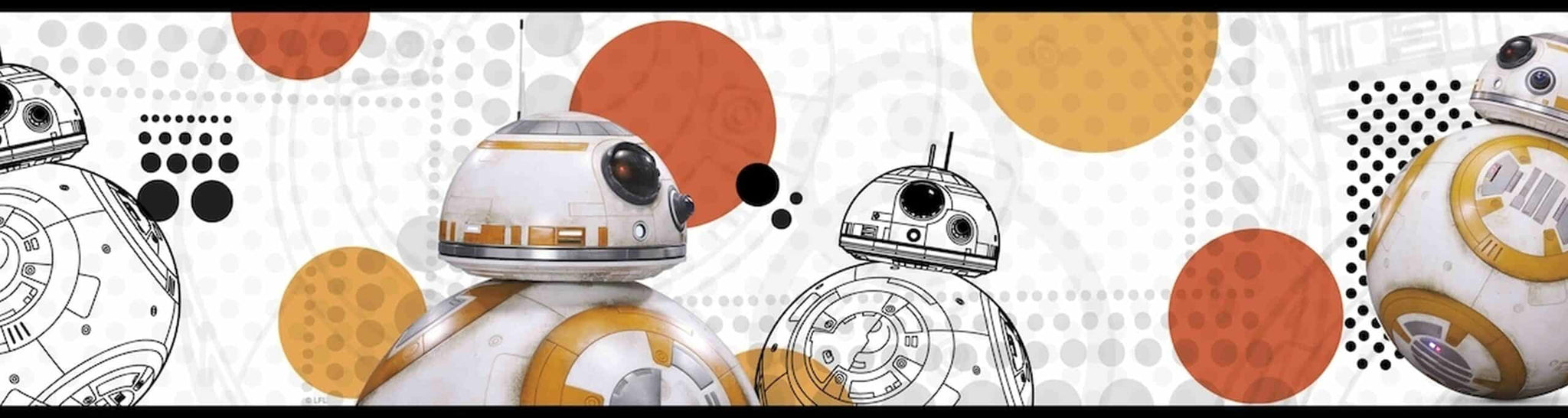 Prepasted Wallpaper Border - Kids Star Wars Beige, Black, Grey, Brown Wall Border Retro Design, Roll 15 ft X 6 in (4.57m X 15.24cm)