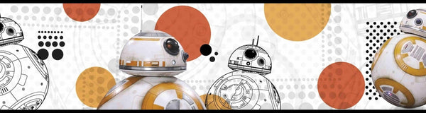 Prepasted Wallpaper Border - Kids Star Wars Beige, Black, Grey, Brown Wall Border Retro Design, Roll 15 ft X 6 in (4.57m X 15.24cm)
