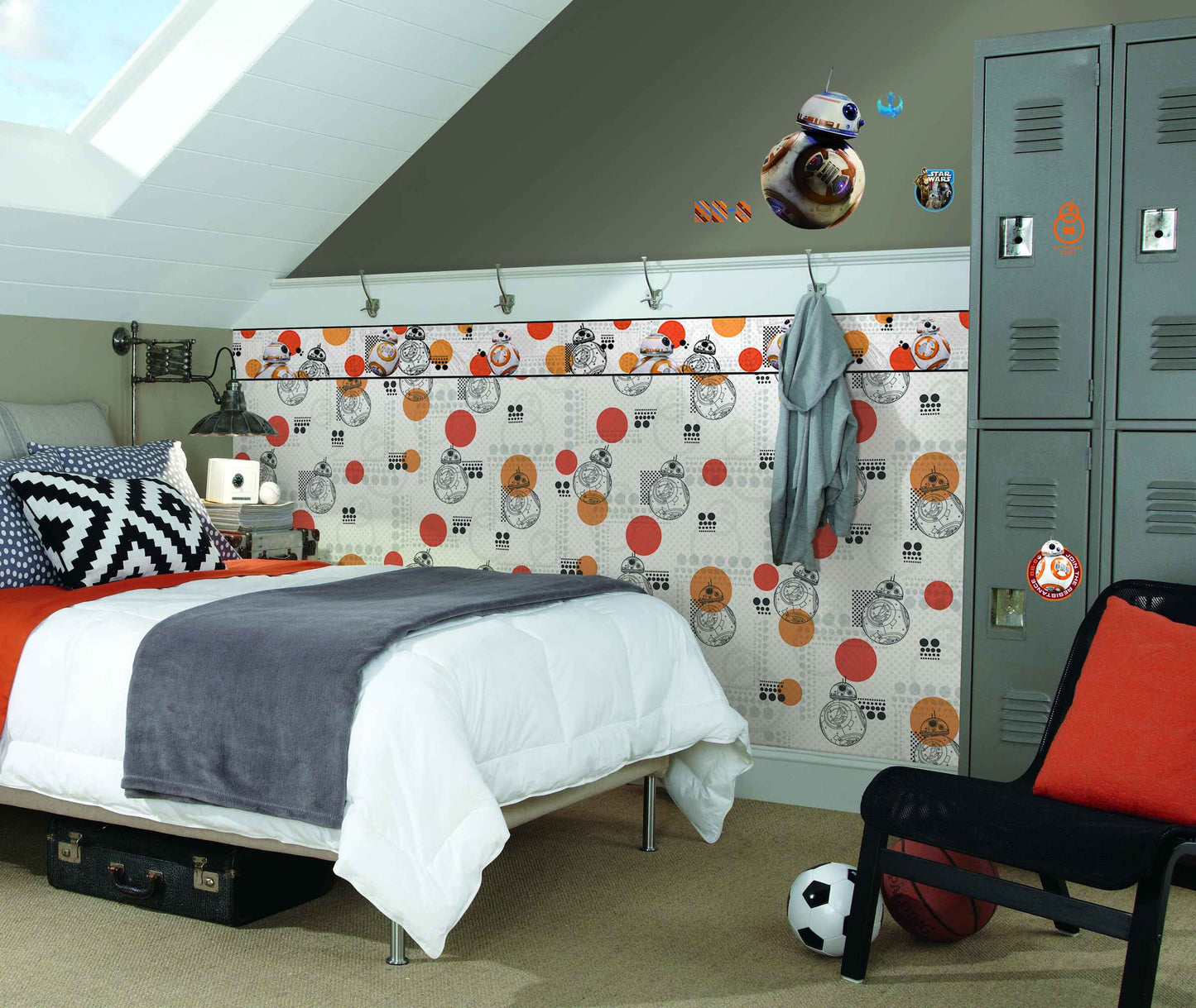 Prepasted Wallpaper Border - Kids Star Wars Beige, Black, Grey, Brown Wall Border Retro Design, Roll 15 ft X 6 in (4.57m X 15.24cm)