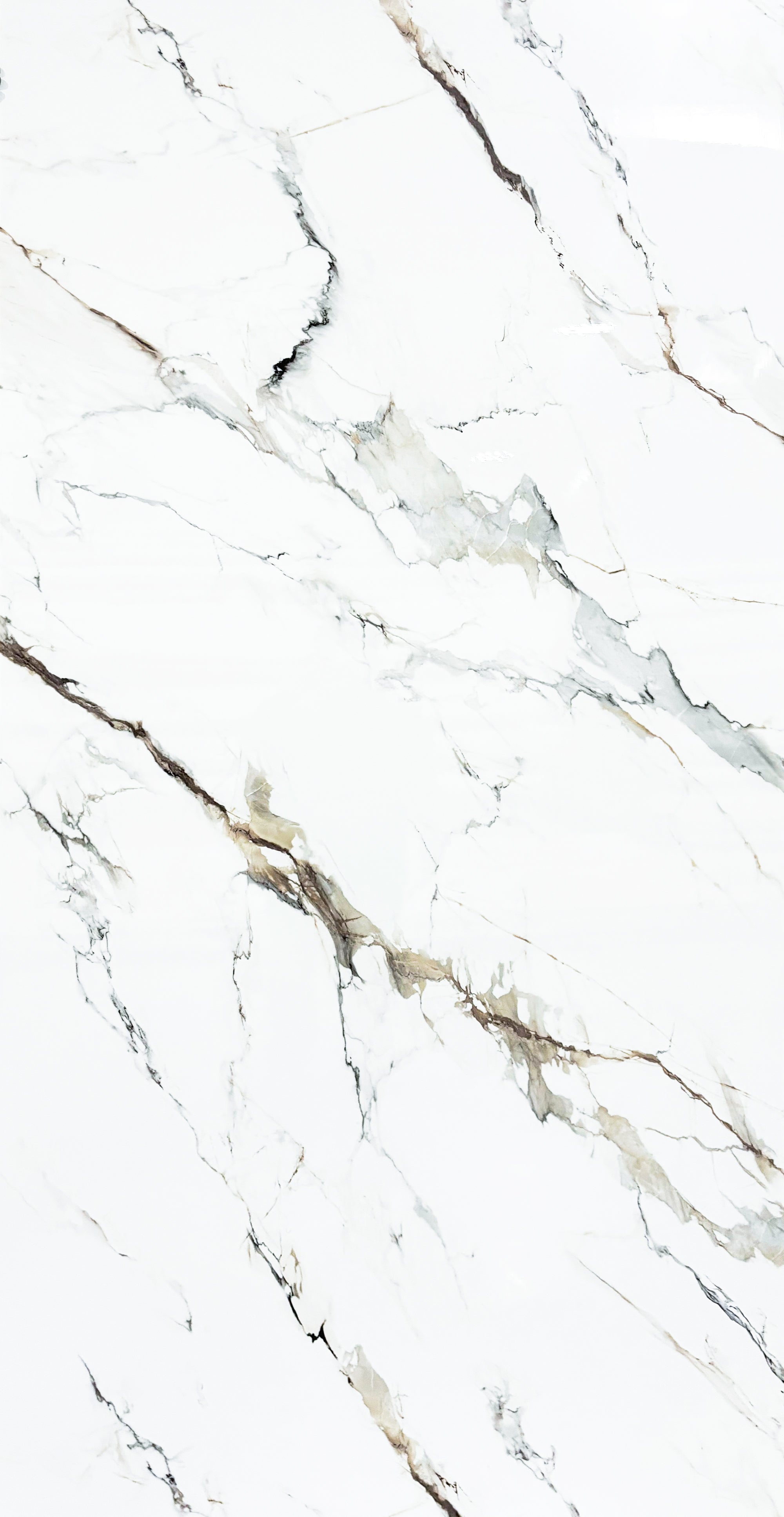 Faux Marble Wall Panels - 2 ft X 4 ft - Glossy, Waterproof Indoor Wall Cladding - White, Grey, Tan Veins