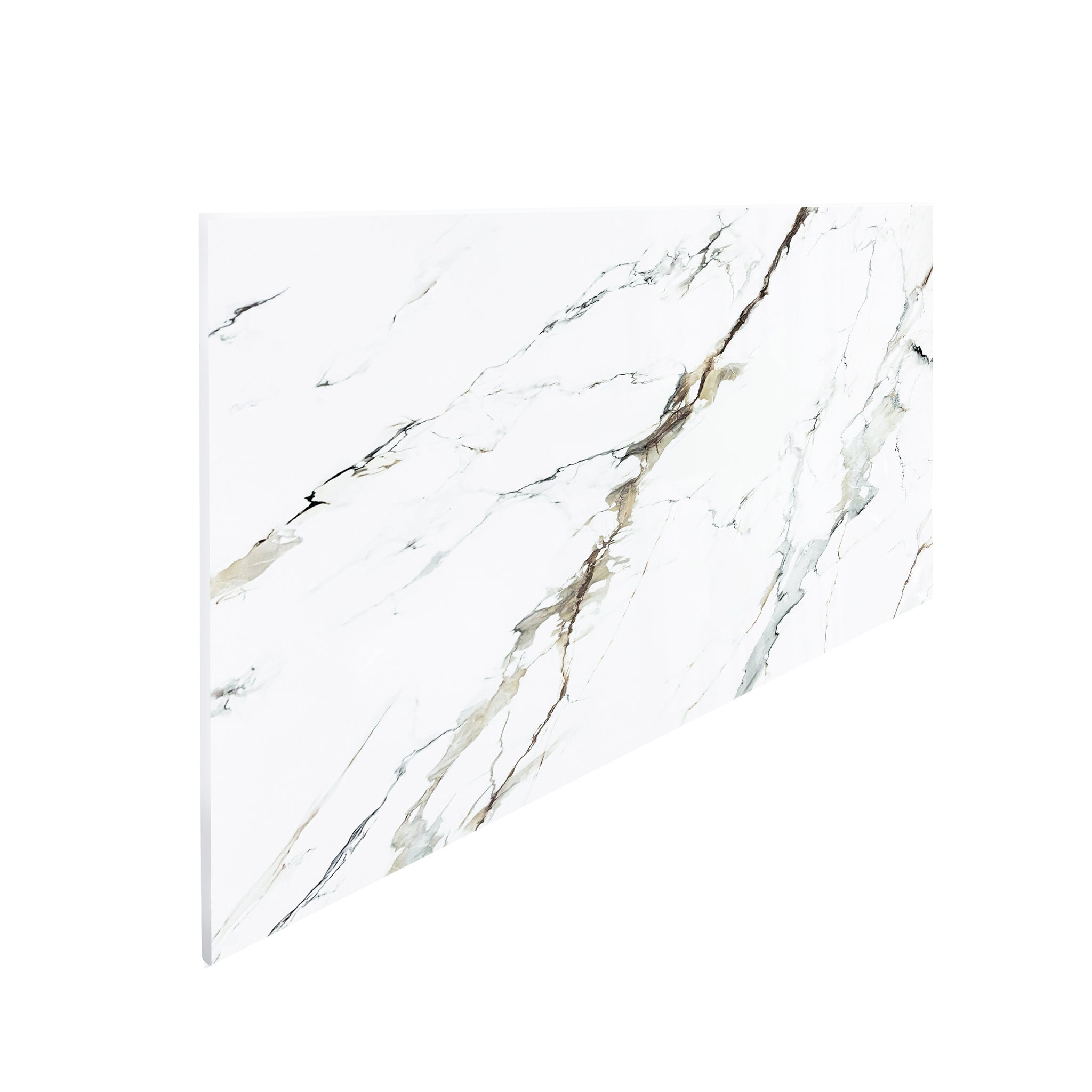 Faux Marble Wall Panels - 2 ft X 4 ft - Glossy, Waterproof Indoor Wall Cladding - White, Grey, Tan Veins