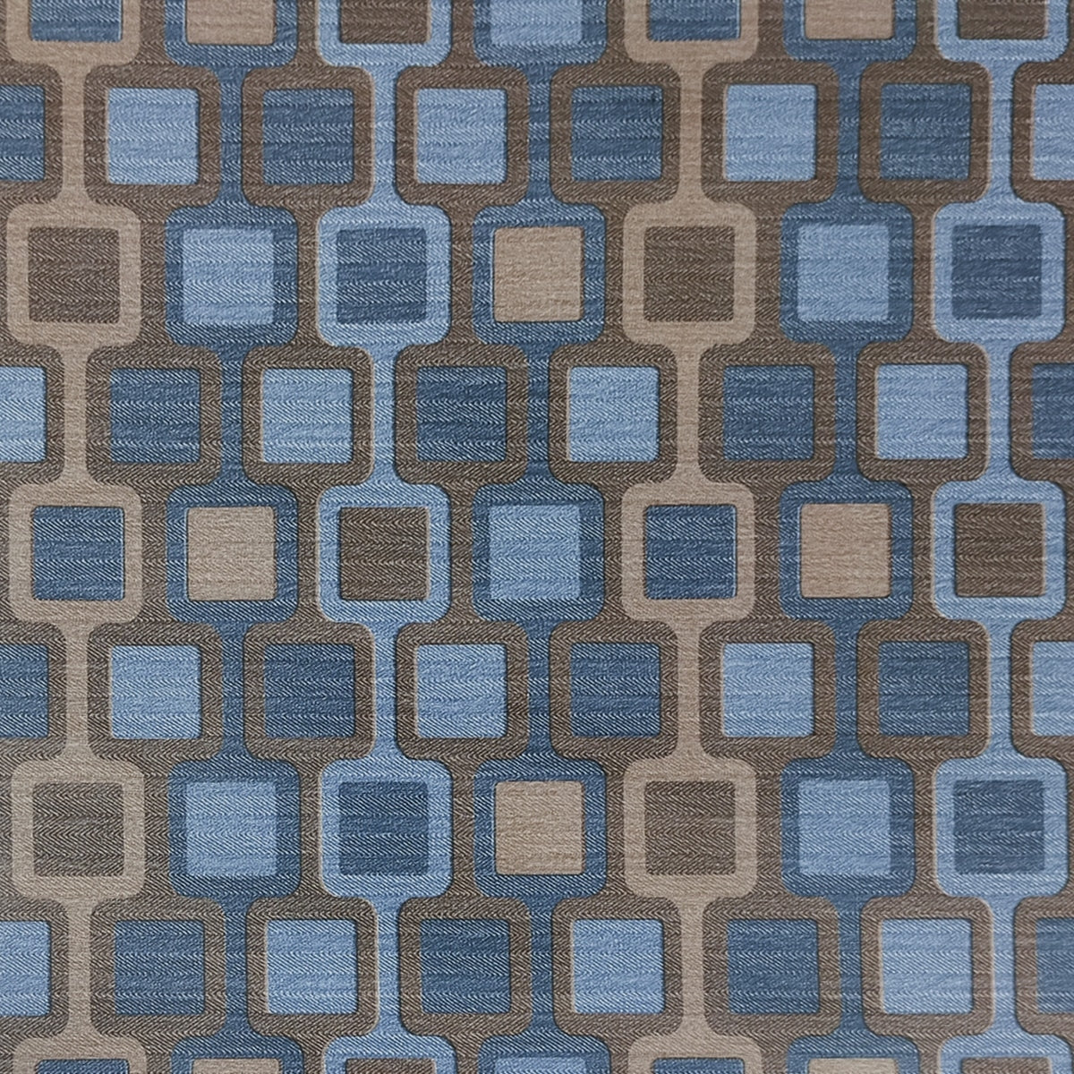 Geometric Printed Sepia, Aegean Blue, Silver Square Shapes Peel and Stick Self Adhesive Removable Wallpaper, Roll 18 ft. X 18 in. (5.5m X 45cm), 26.6 sq. ft. (2.5 sq. m)