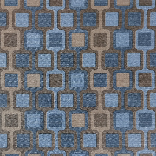 Geometric Printed Sepia, Aegean Blue, Silver Square Shapes Peel and Stick Self Adhesive Removable Wallpaper, Roll 18 ft. X 18 in. (5.5m X 45cm), 26.6 sq. ft. (2.5 sq. m)