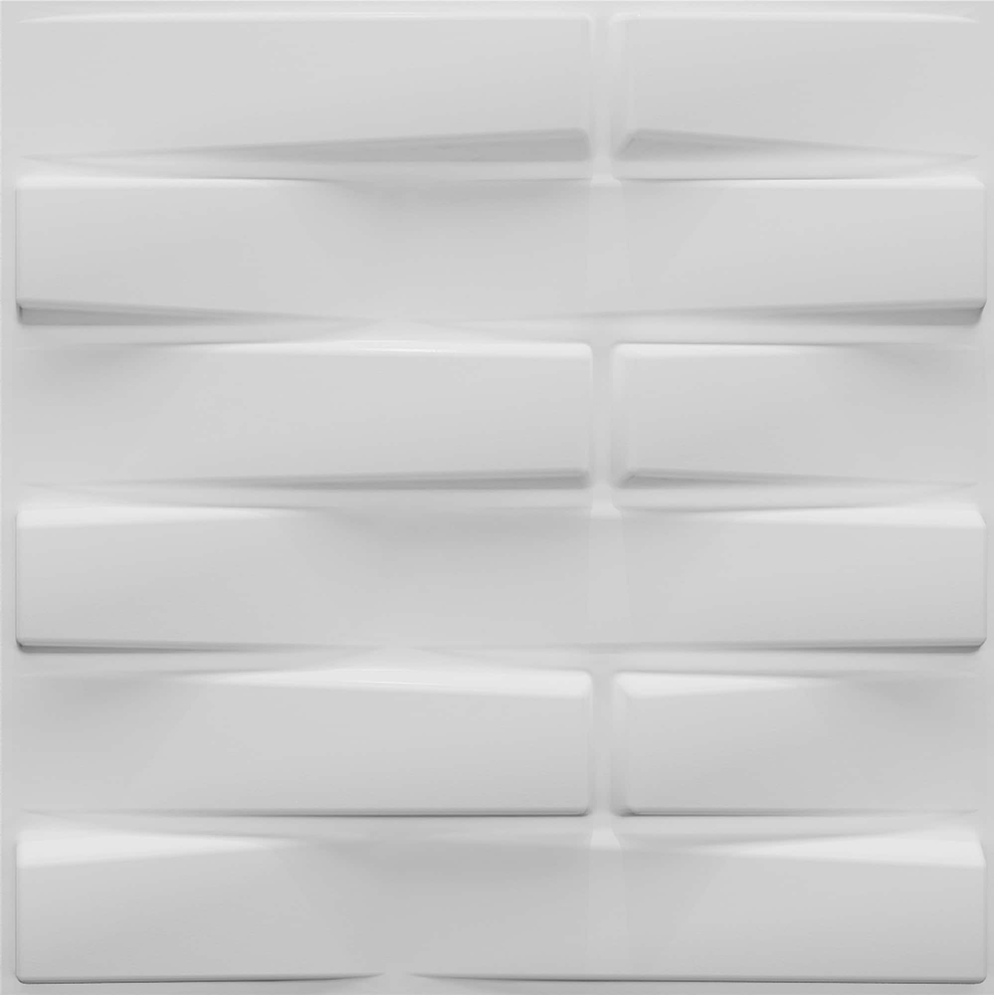 Paintable Off White Geometric Bricks Fiber 3D Wall Panel, Interior Wall Paneling, 1.6 ft X 1.6 ft (50cm X 50cm), 2.6 sq.ft. (0.25 sq. m) each - Single