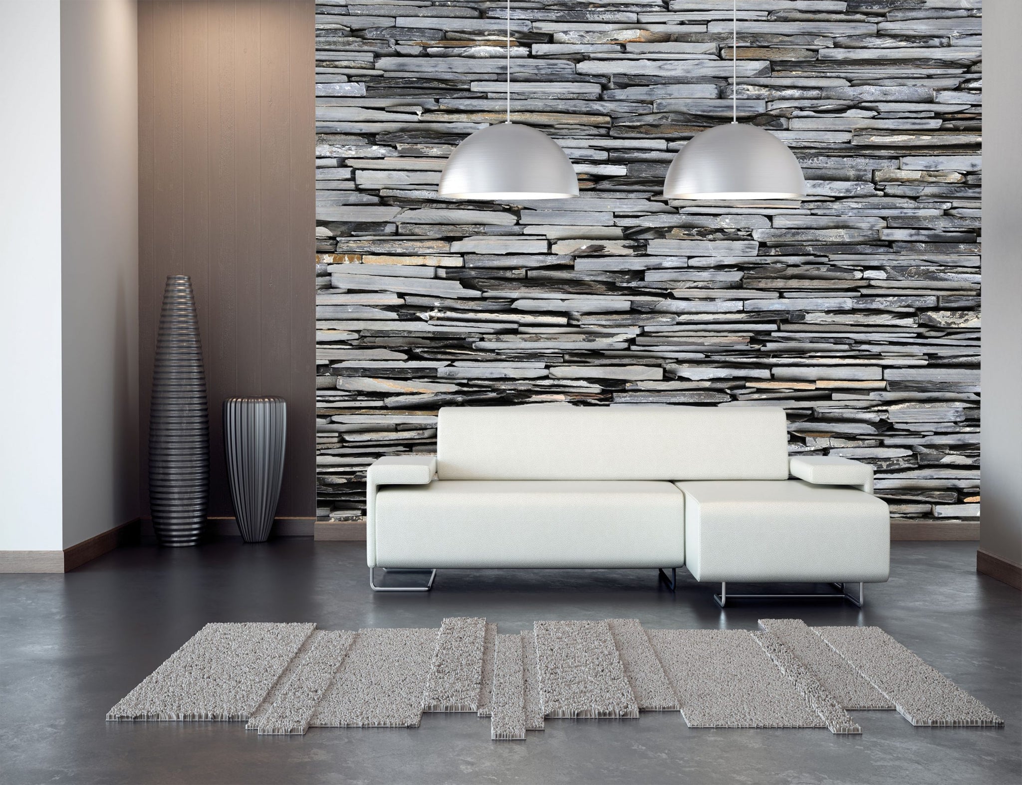 Stone Brick  Grey Wall Mural 142 in x 106 in