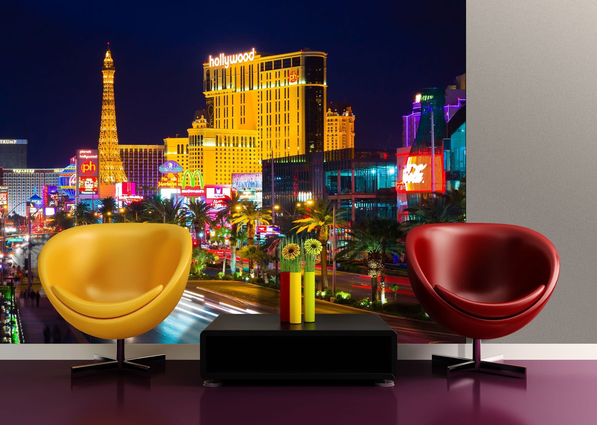 Las Vegas Strip Casino at Night Multicolor Wall Mural 142 in x 106 in