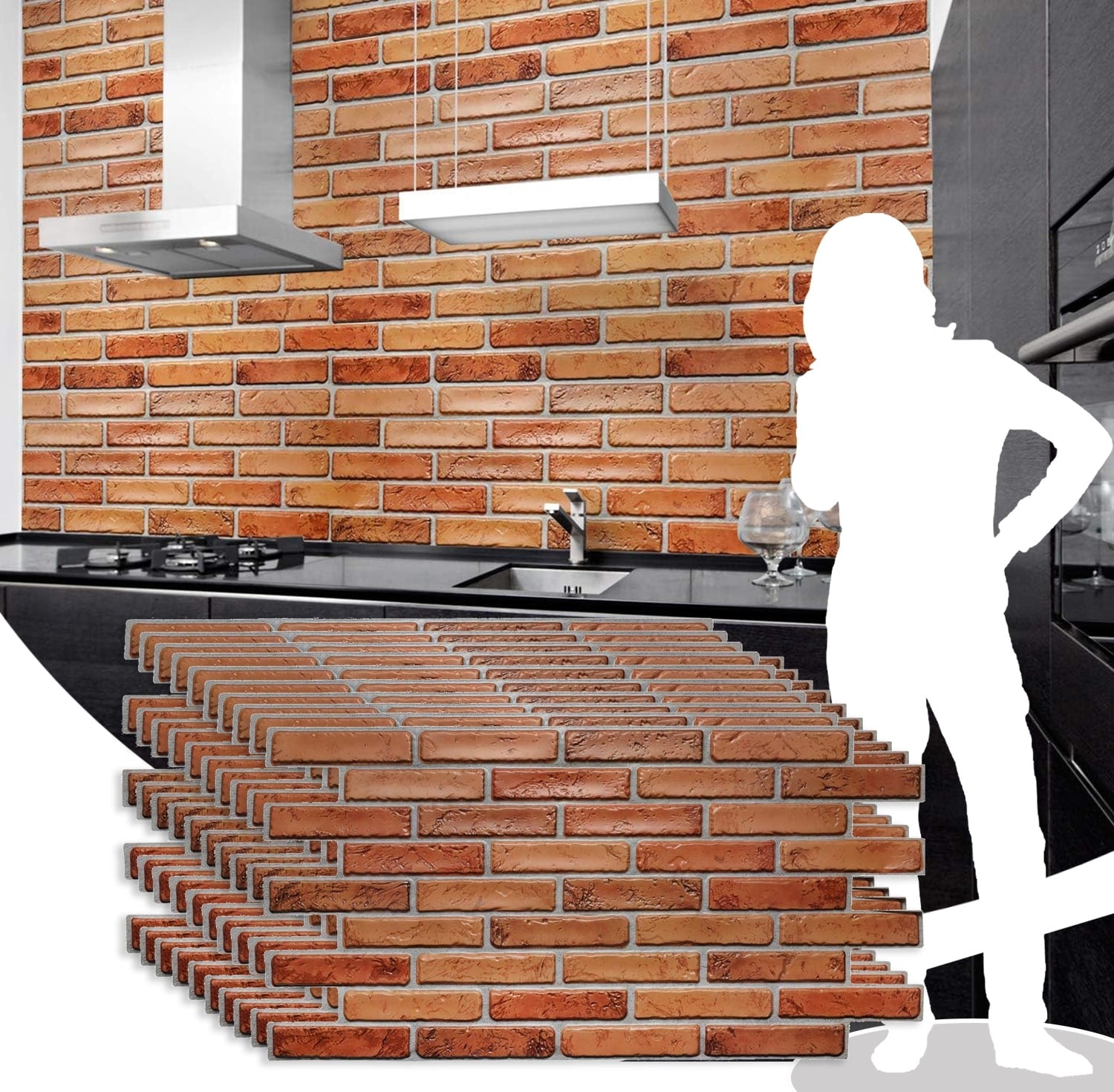 Faux red bricks PVC 3D wall panels