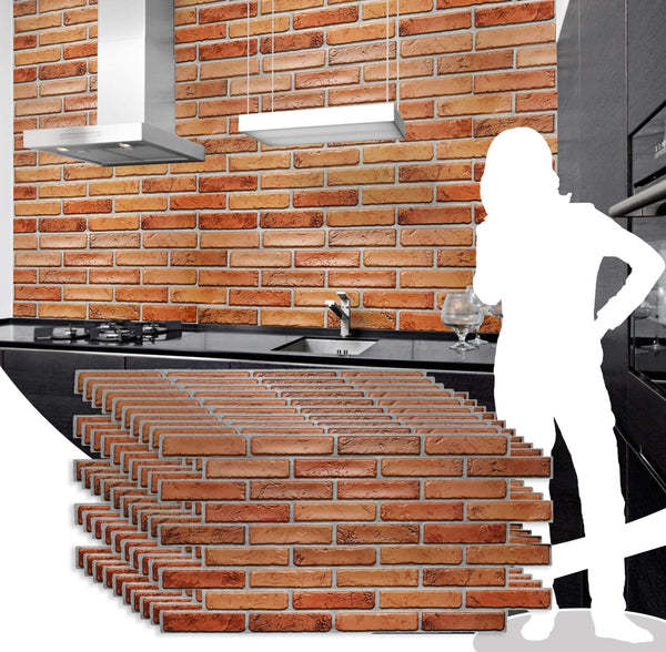 Faux red bricks PVC 3D wall panels