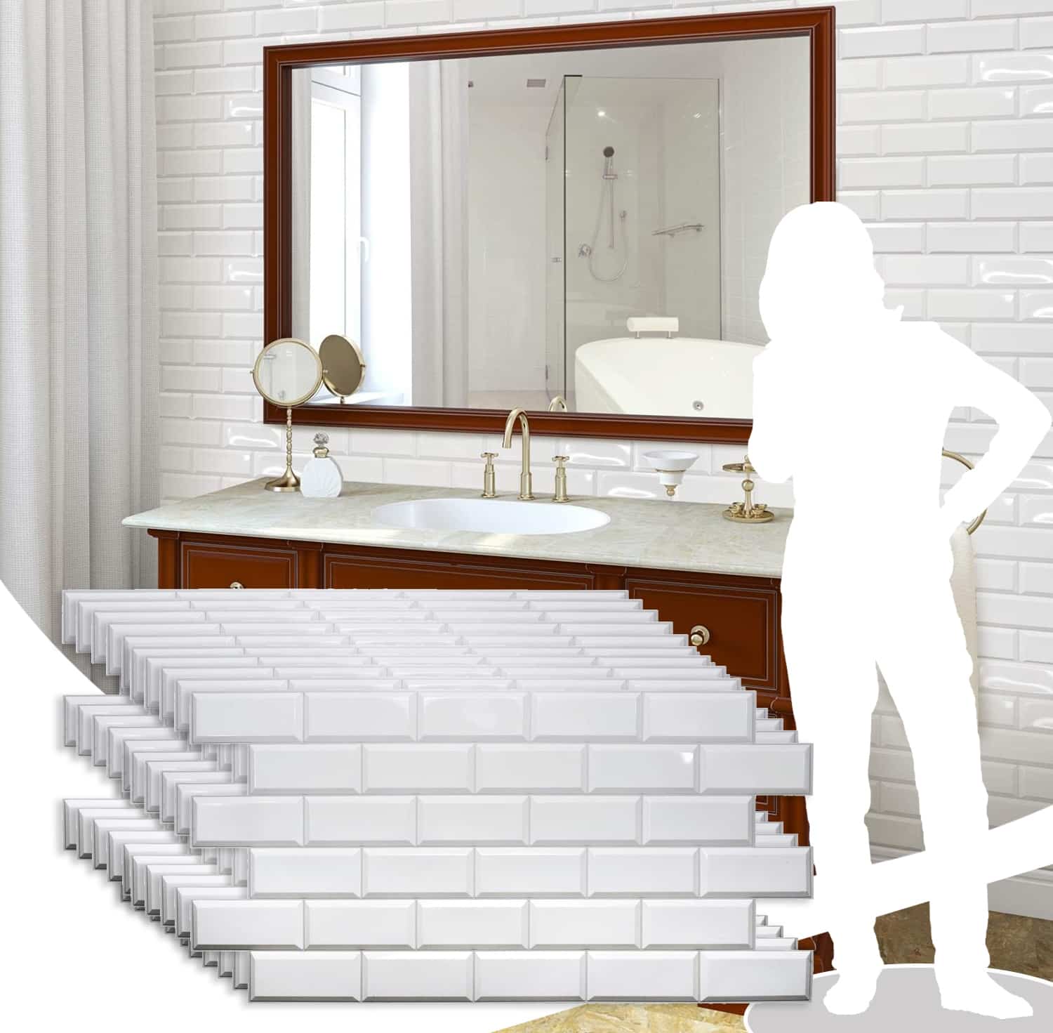 Faux tiles PVC wall panel 3d