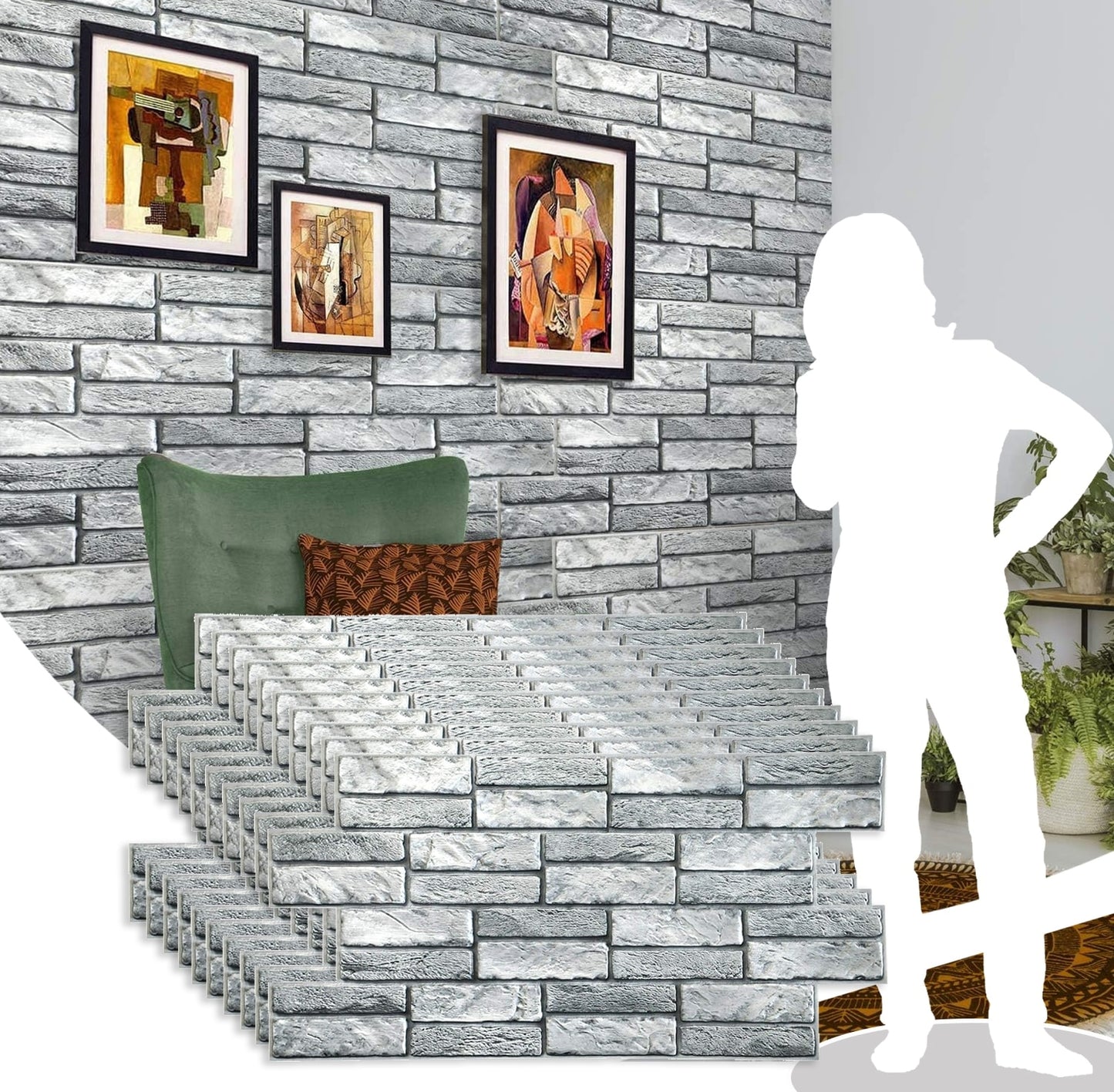 Faux bricks PVC wall panel 3d