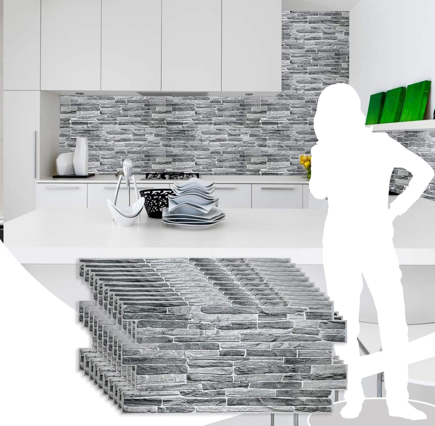 Faux slate PVC wall panel 3d