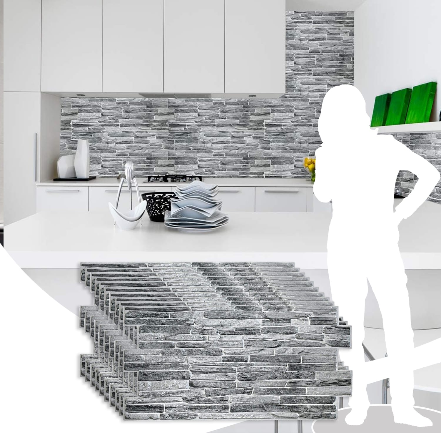 Faux slate PVC wall panel 3d