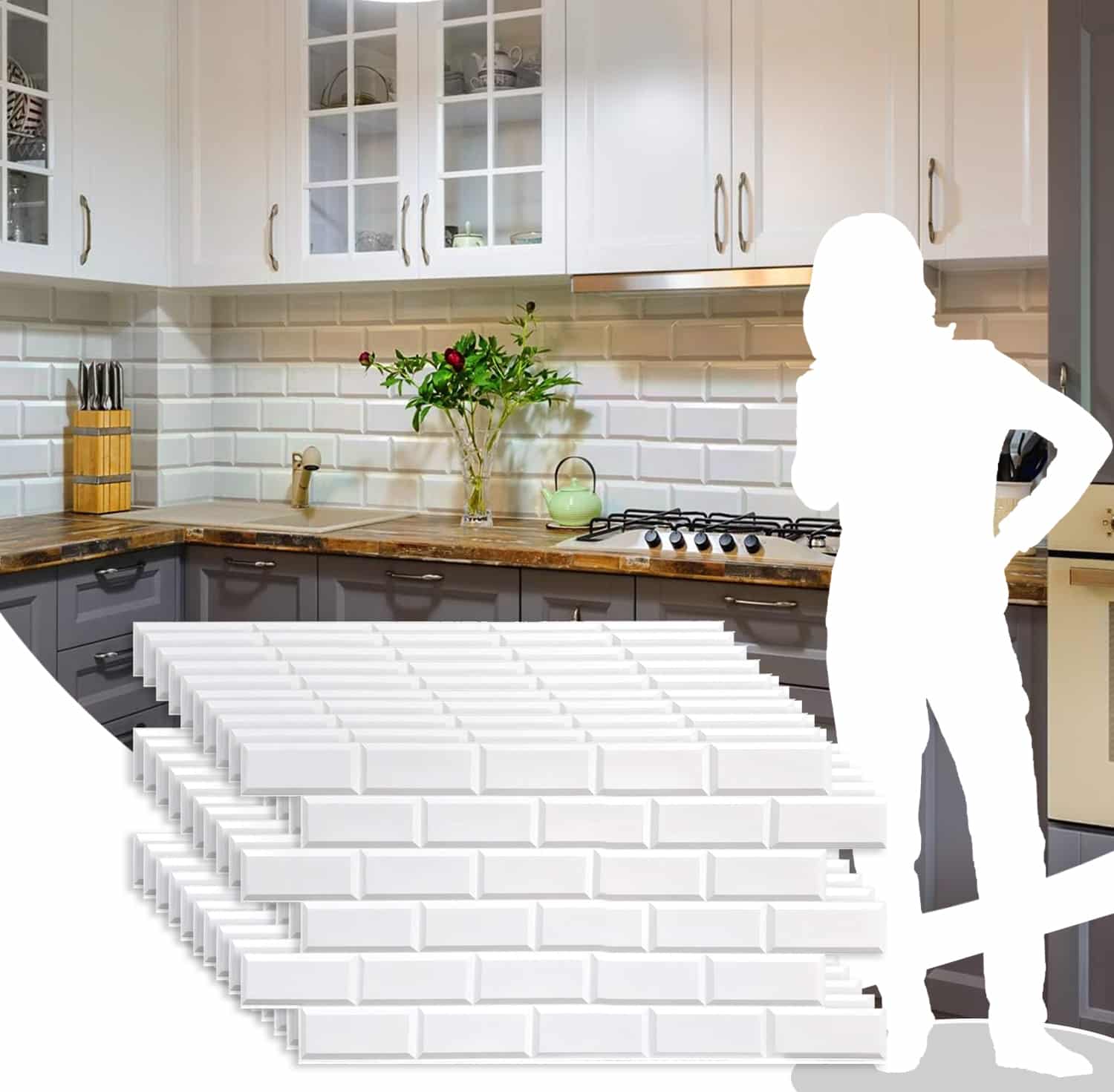 White Faux Bricks PVC 3D Wall Panel, 3.2 ft X 1.6 ft (97cm X 48cm ...