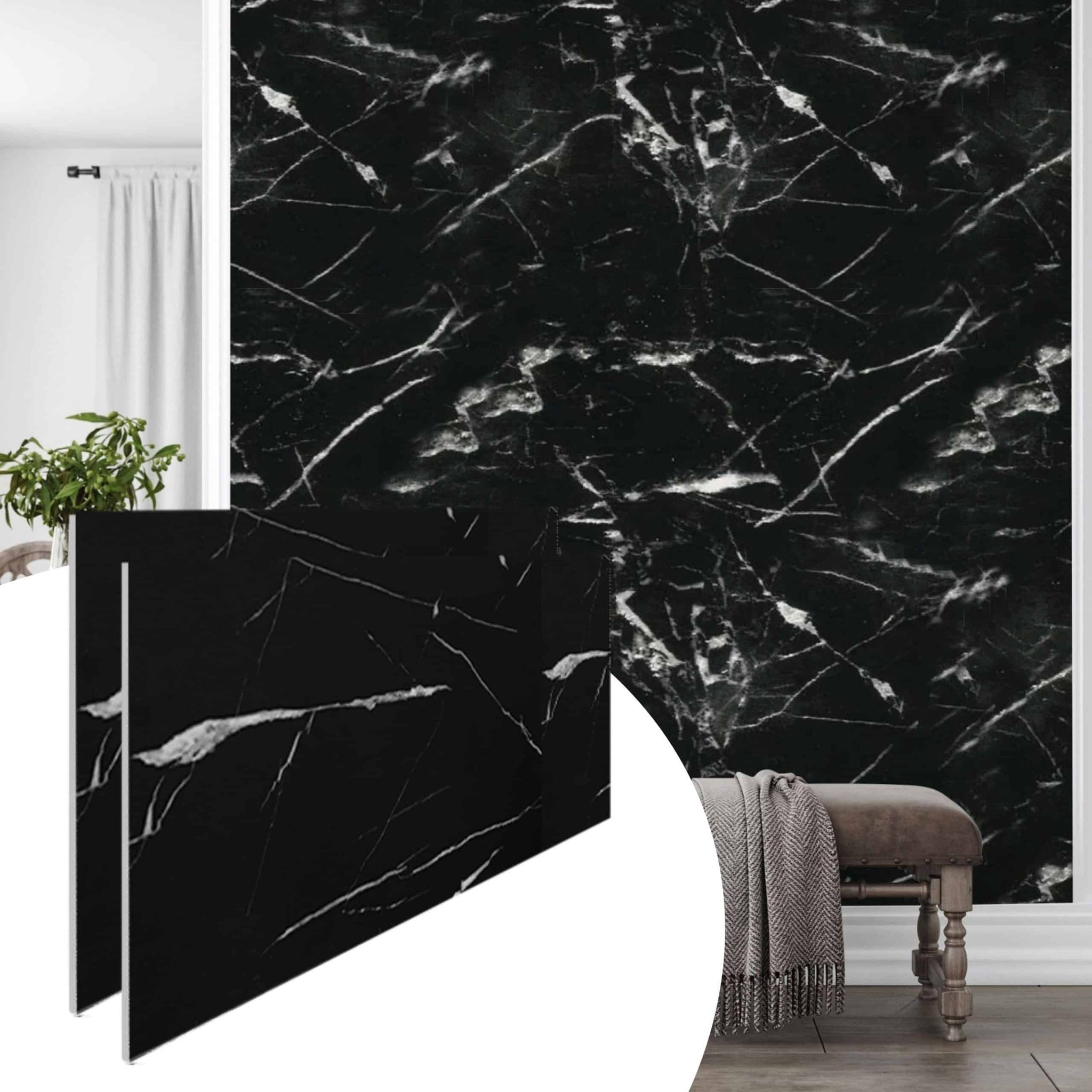 UV Marble panels Marble in Black|White