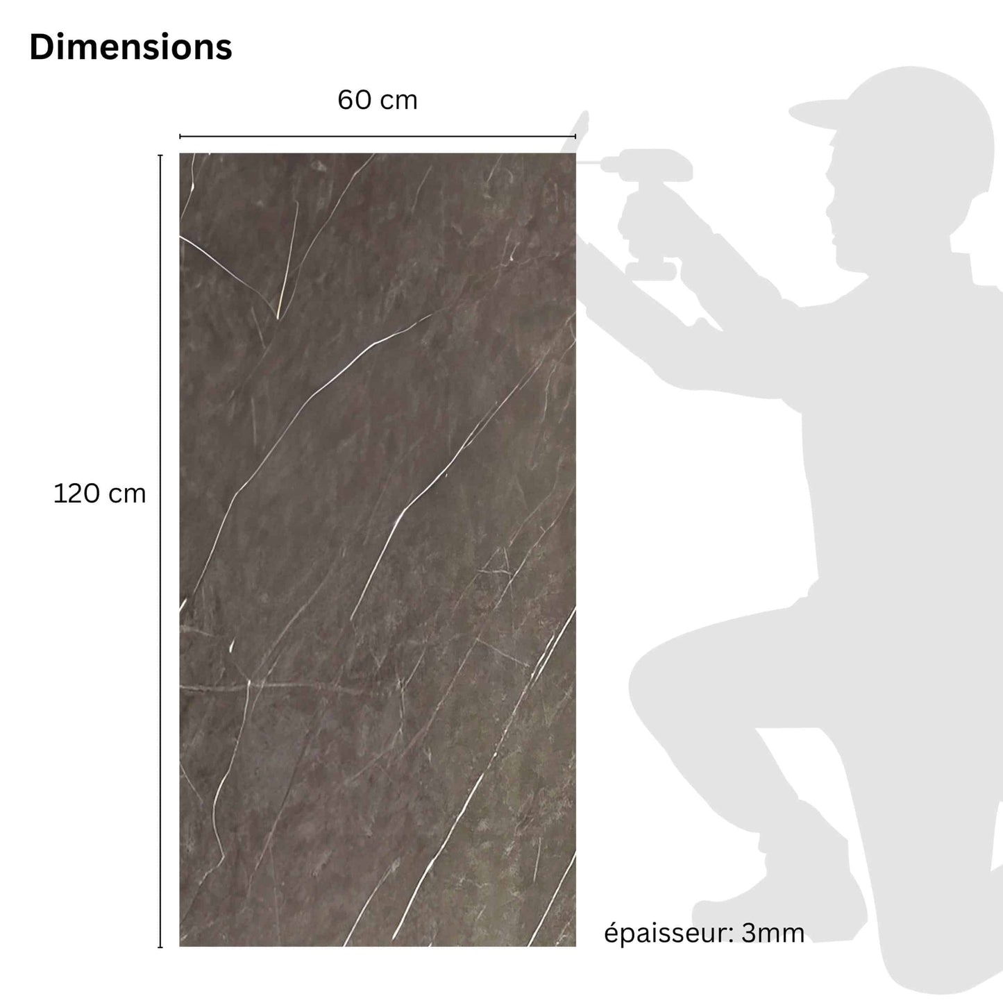 UV Marble Wall Panels - Perfect for Accent Walls, Bathrooms, Kitchens, and Living Spaces - Chocolate Brown, White Veins