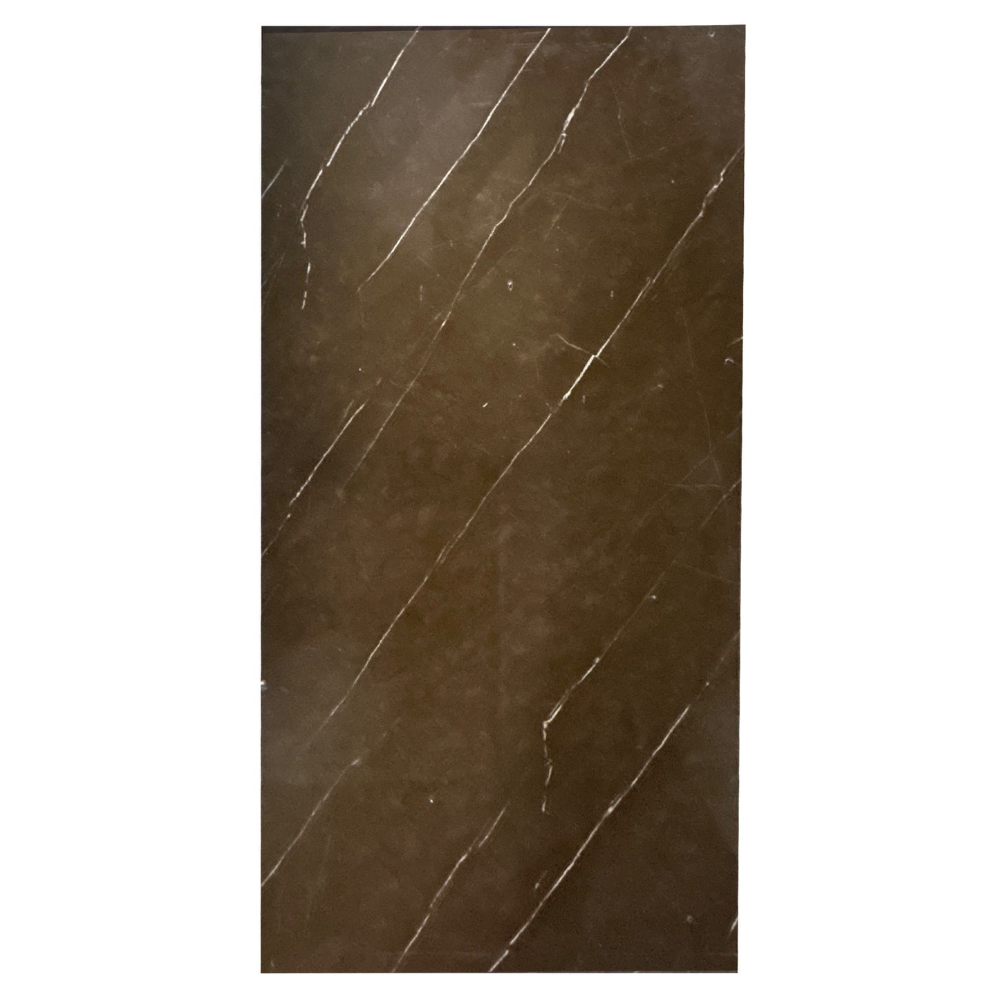 Faux Marble Wall Panels - 2 ft X 4 ft - Glossy, Waterproof Indoor Wall Cladding - Chocolate Brown, White Veins