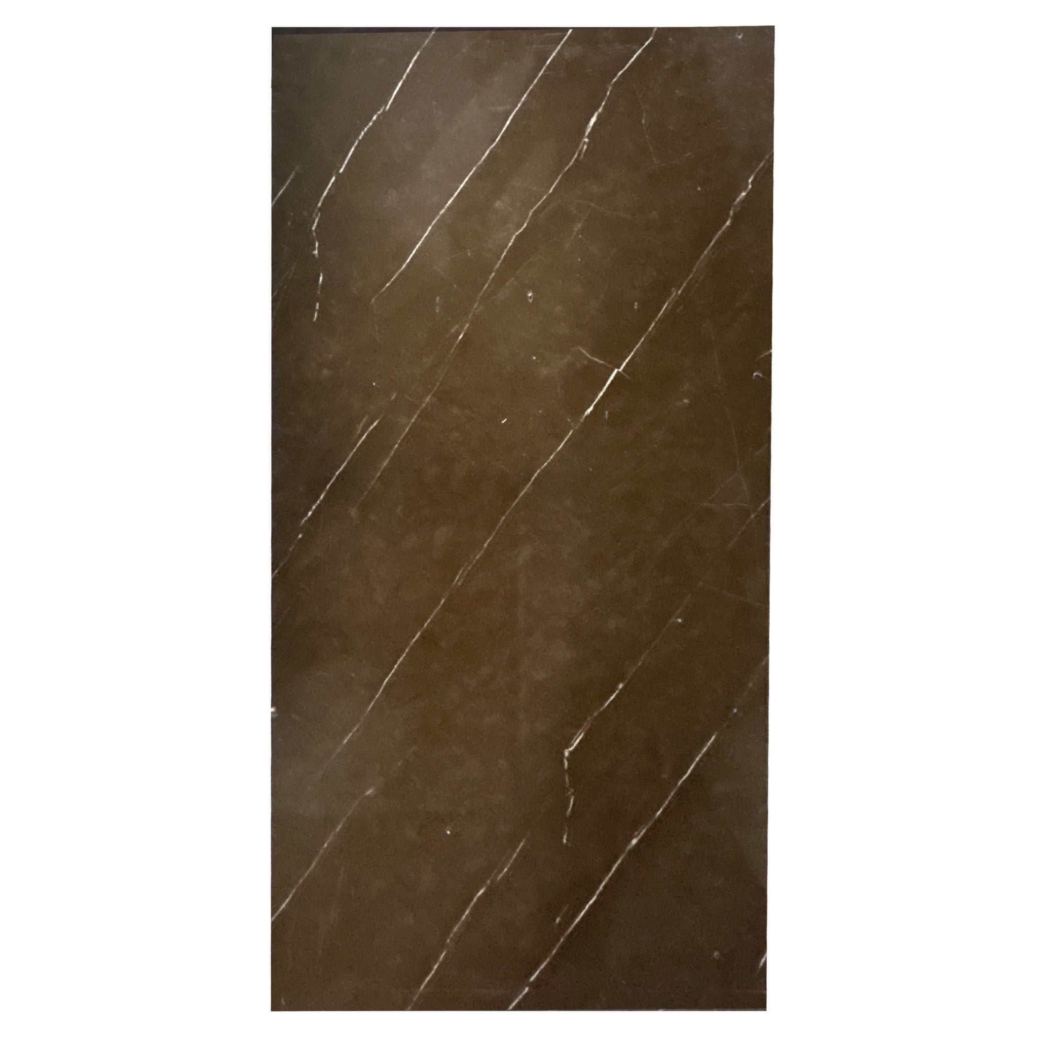 Faux Marble Wall Panels - 2 ft X 4 ft - Glossy, Waterproof Indoor Wall Cladding - Chocolate Brown, White Veins