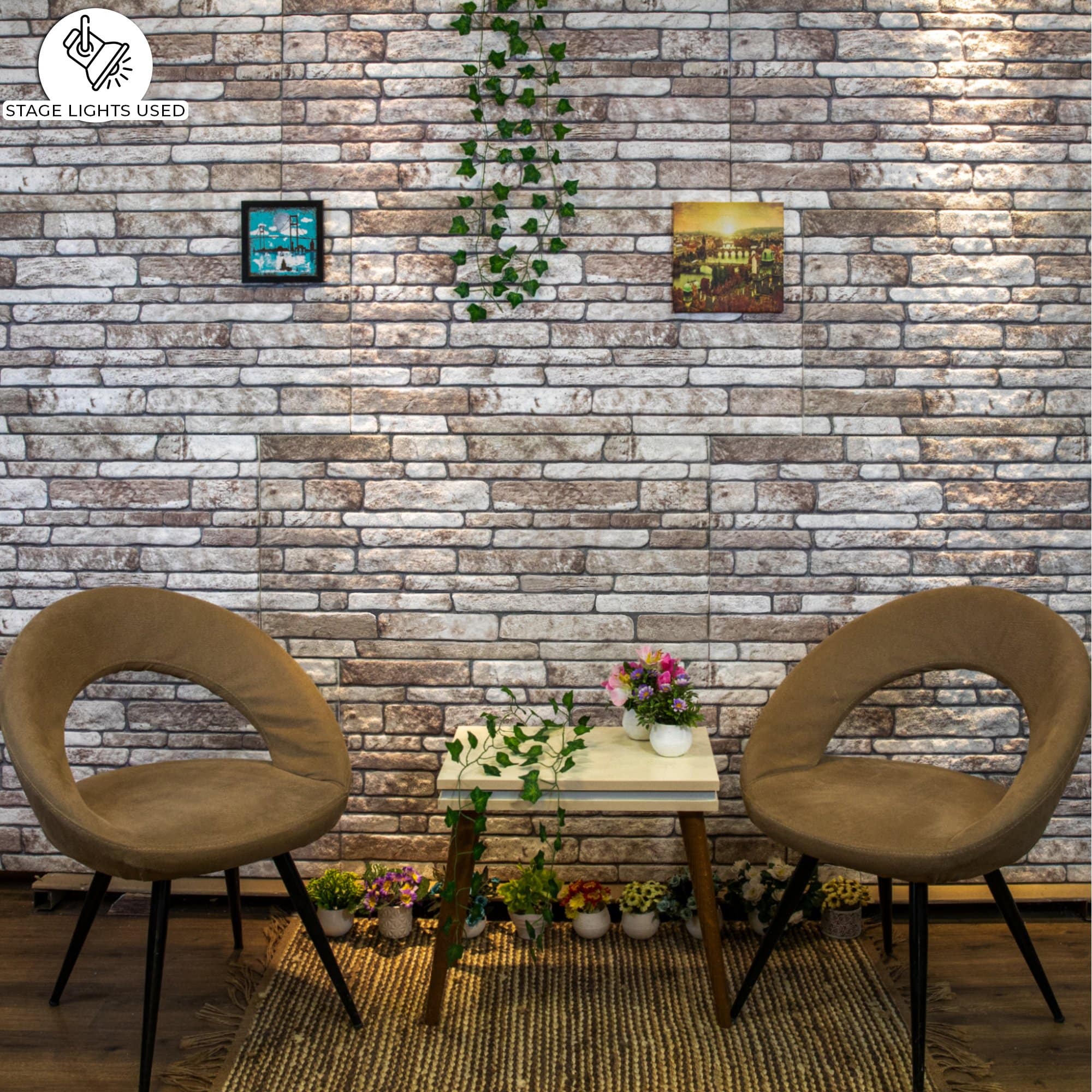 Outlet Light Brown Grey Brick Look Wall Paneling, Styrofoam Facing, Single Panel, Covers 5.4 sq ft