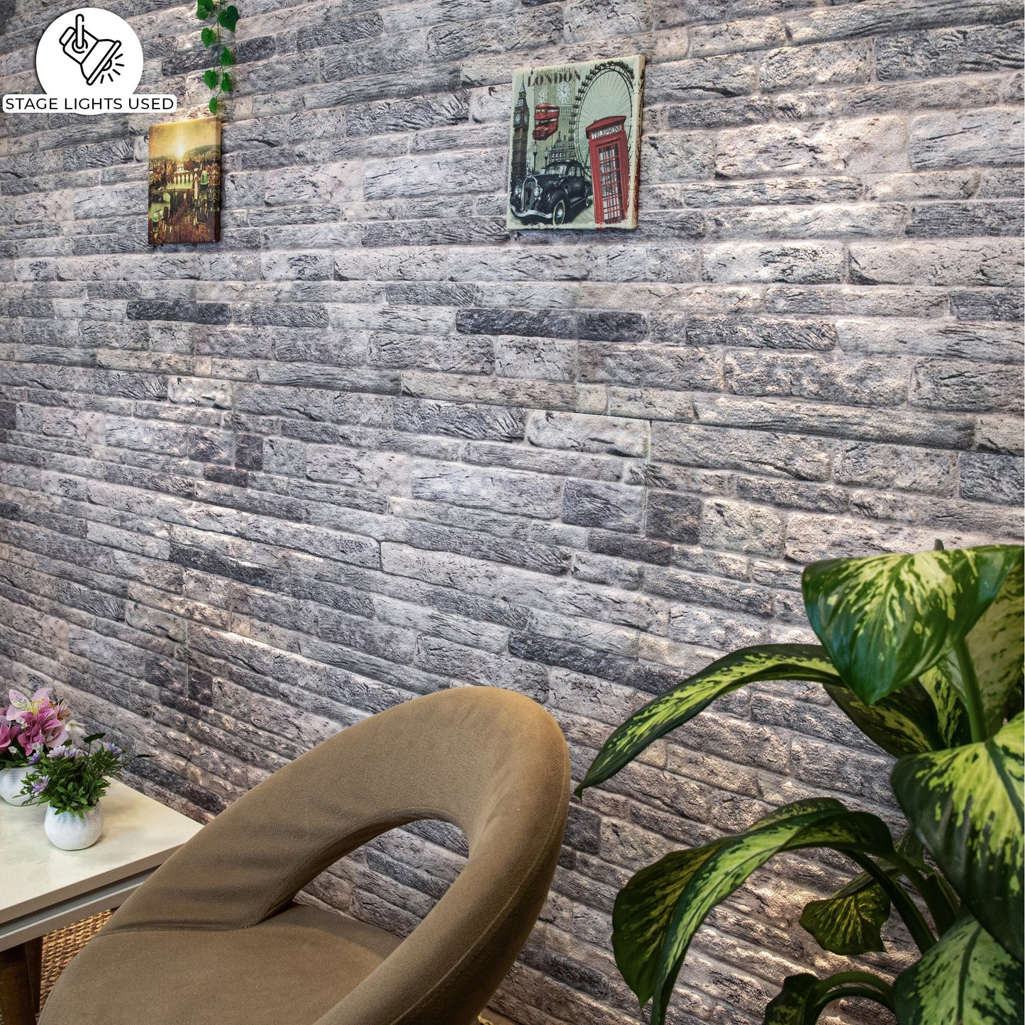 Outlet Light Grey Brick Look Wall Paneling, Styrofoam Facing, Single Panel, Covers 5.4 sq ft